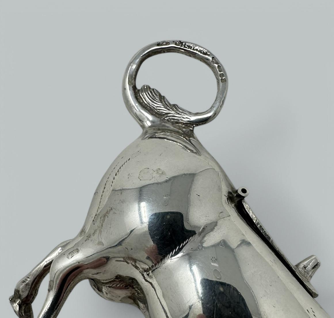 Antique German Sterling Silver Animal Cow Creamer Pitcher Jug London 1908 In Good Condition In Dublin, Ireland