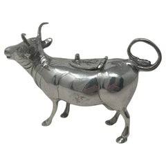 Antique German Sterling Silver Animal Cow Creamer Pitcher Jug London 1908