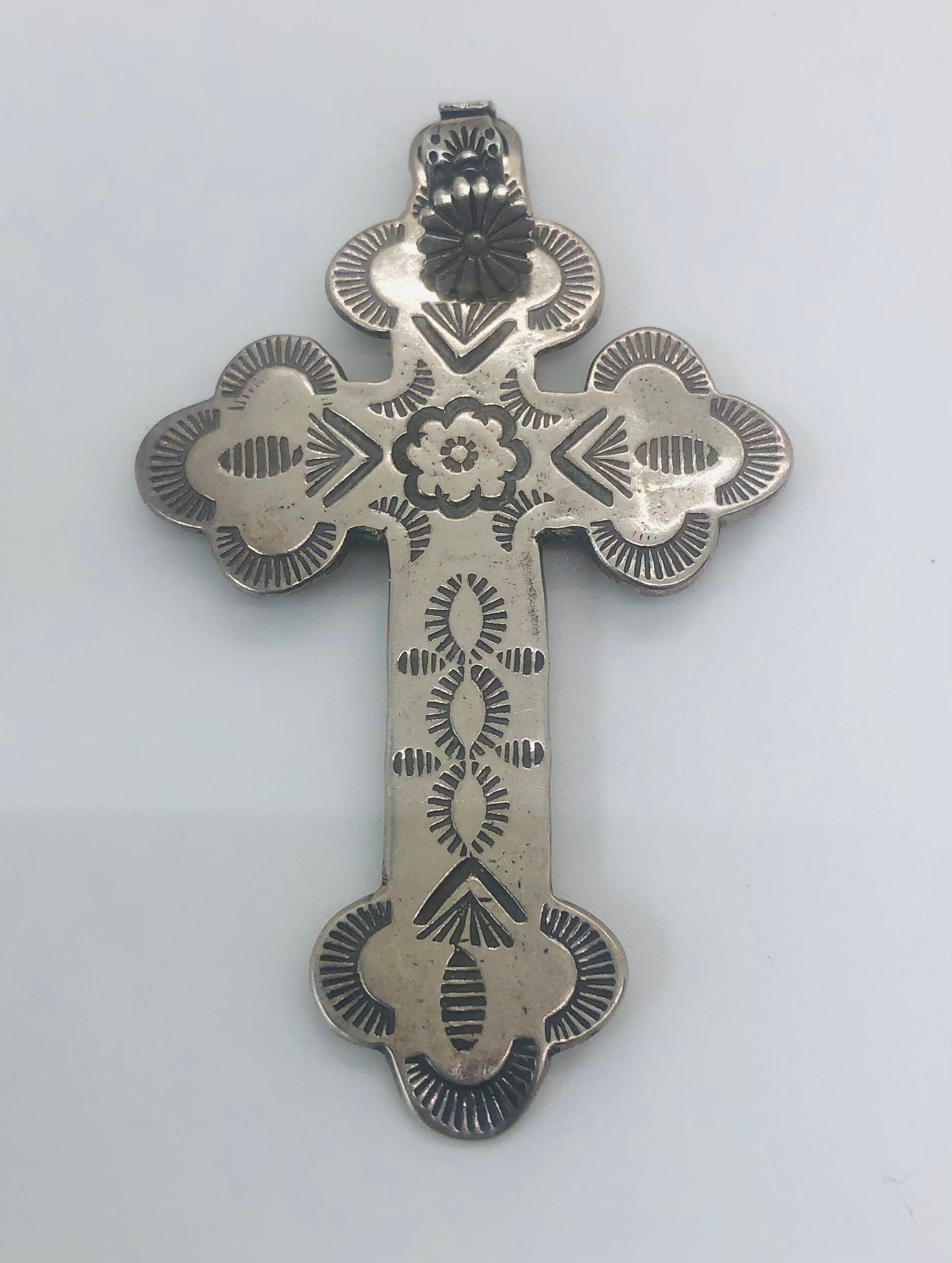 Tribal Pendentif croix en argent sterling ancien attribué à T Foree, lot de 6 en vente