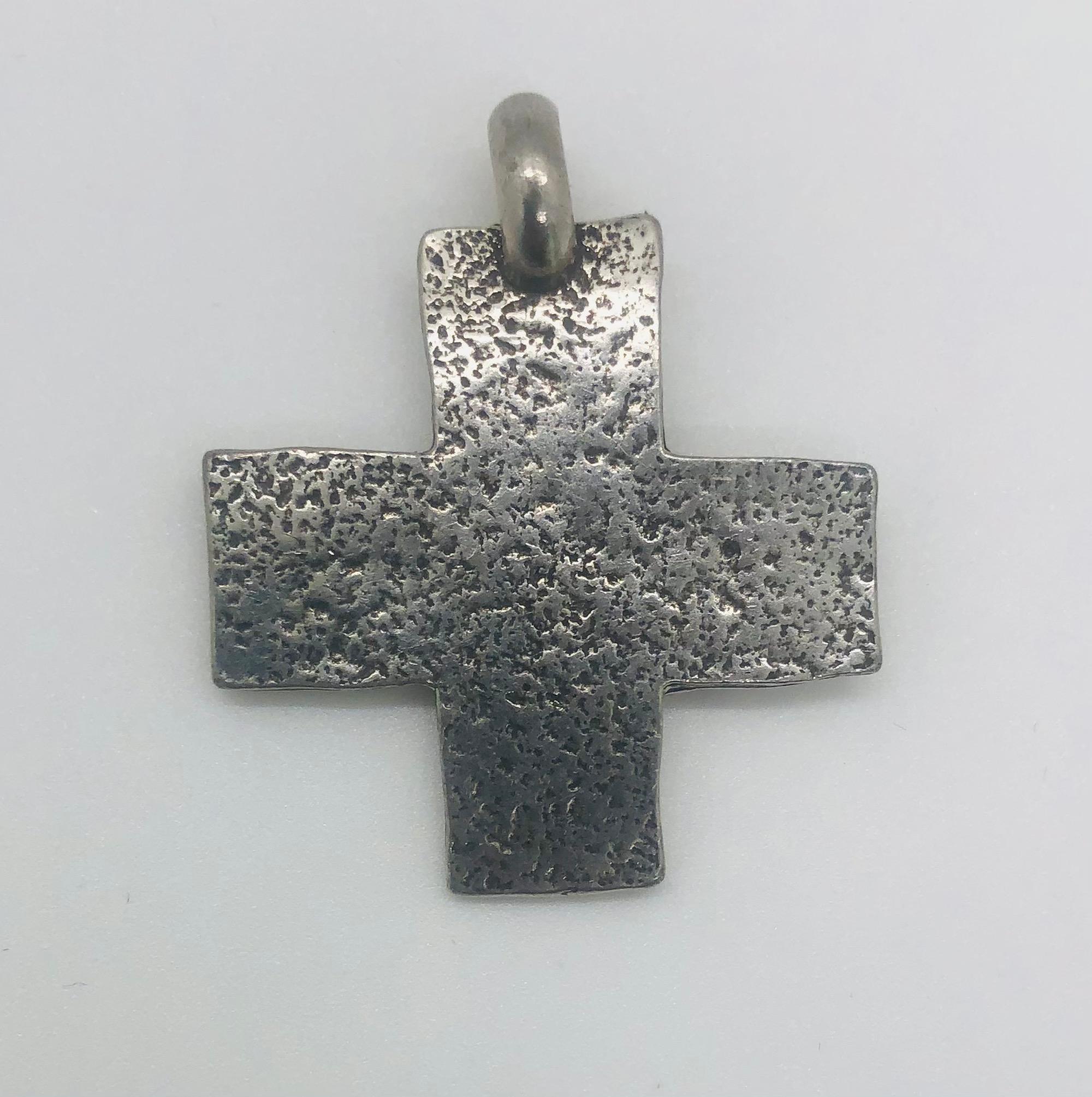 Tribal Antique Sterling Silver Cross Pendant Attributed to T Foree, a Set of 6 For Sale