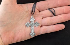Antique sterling silver cross pendant, Victorian