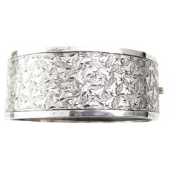 Used sterling silver cuff bangle, Ivy engraved 