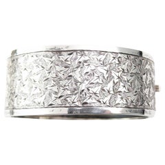 Brazalete antiguo de plata de ley, grabado Ivy