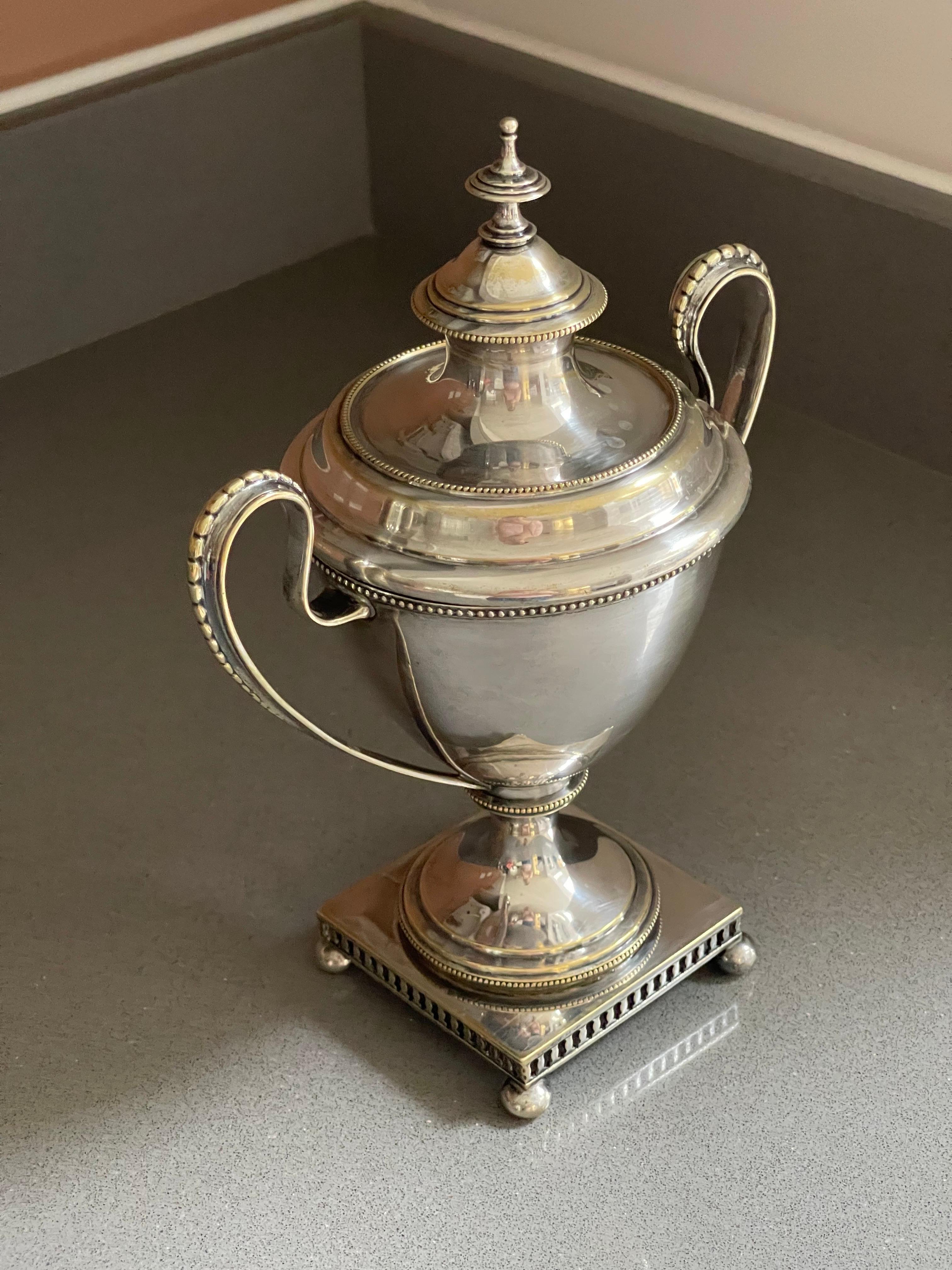 Rococo Revival Antique Silver Cup, European Rococo Decorative Bowl Cup & Lid Sugar Bowl For Sale