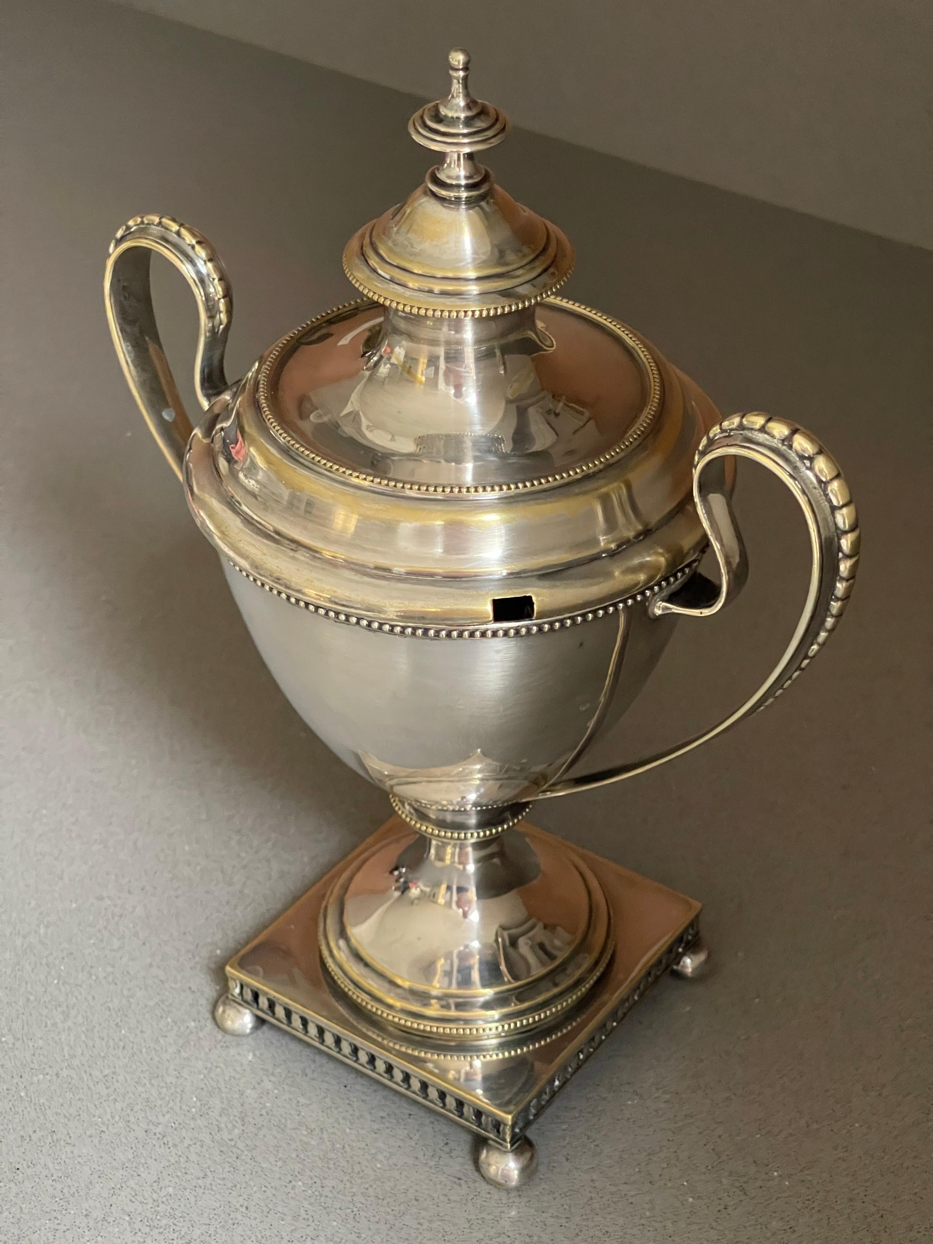 Antique Silver Cup, European Rococo Decorative Bowl Cup & Lid Sugar Bowl In Excellent Condition For Sale In Wembley, GB