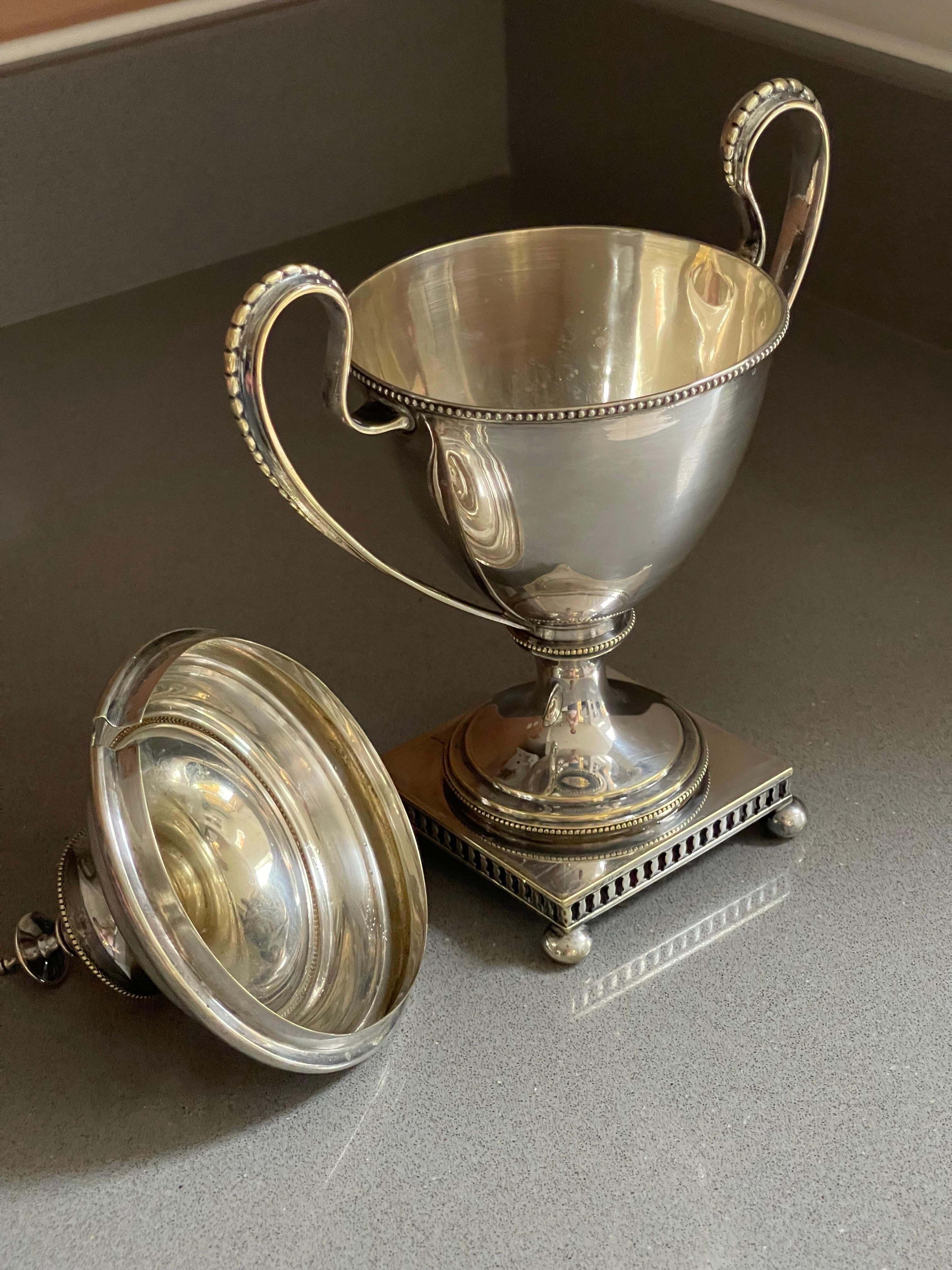 Antique Silver Cup, European Rococo Decorative Bowl Cup & Lid Sugar Bowl For Sale 1
