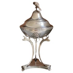 Antique Silver Cup, European Rococo Decorative Bowl Cup & Lid Sugar Bowl