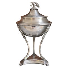 Antique Silver Cup, European Rococo Decorative Bowl Cup & Lid Sugar Bowl