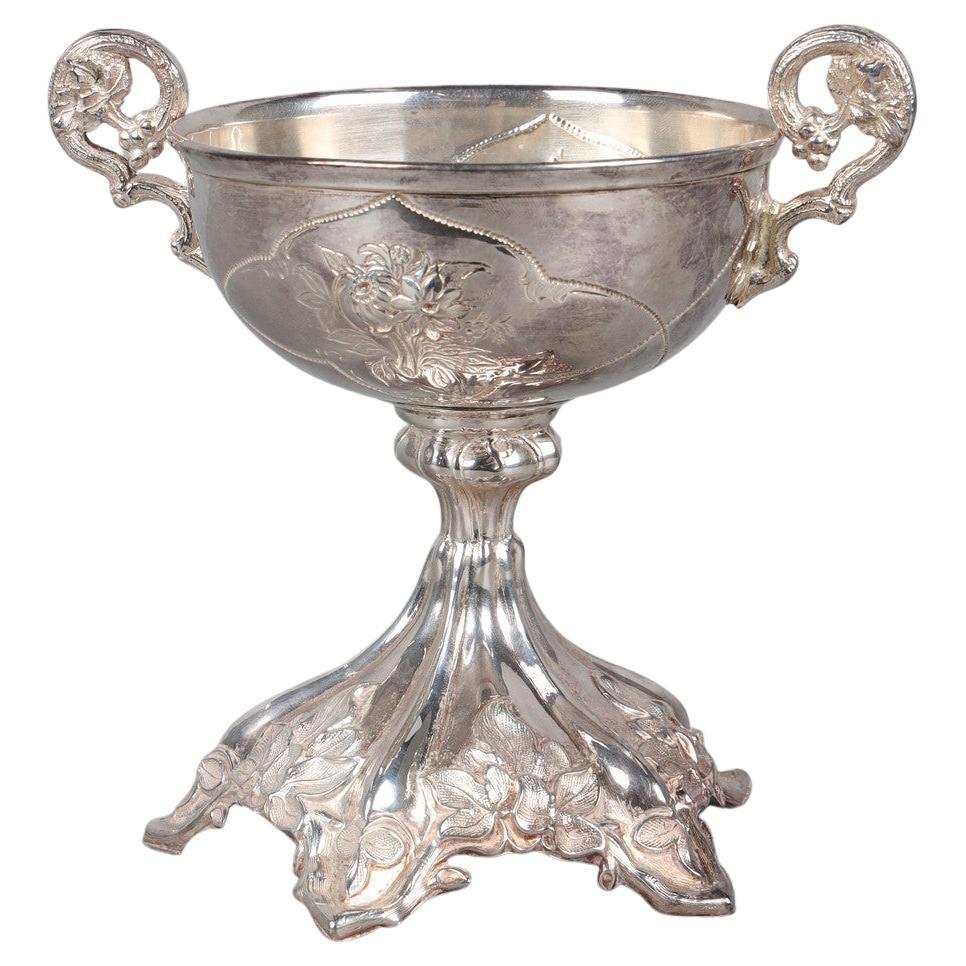 Antique Sterling Silver Cup, European Rococo Decorative Bowl Cup for Sale