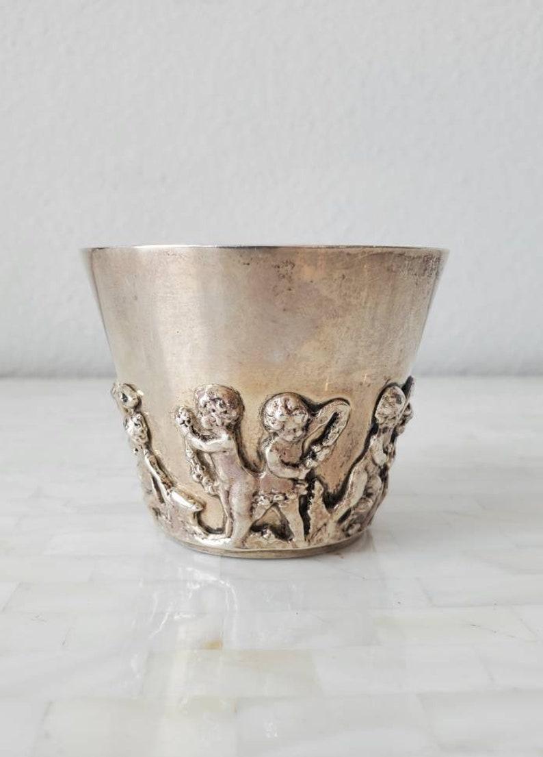 Antique Sterling Silver Cup with Figural Cherub 4