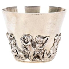 Antique Sterling Silver Cup with Figural Cherub