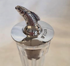 Botellas antiguas de plata de ley y cristal tallado para condimento/bebidas - Birmingham