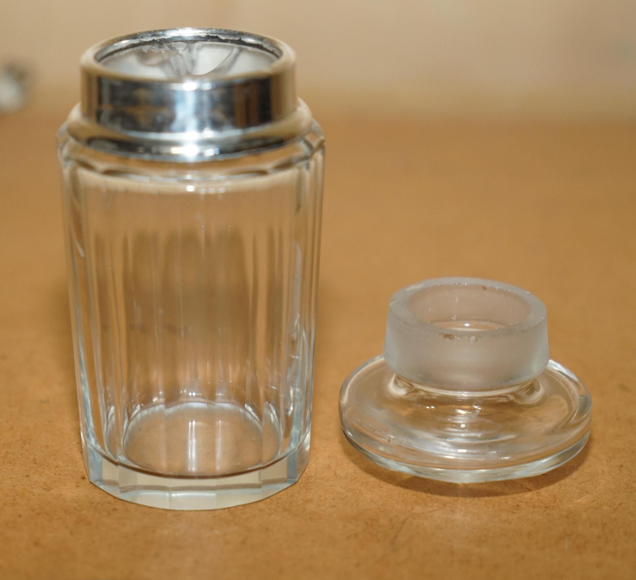 ANTiQUE STERLING SILVER & CUT GLASS CRYSTAL HENRY PERKINS & SONS TRINKET JAR For Sale 3