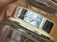 ANTiQUE STERLING SILVER & CUT GLASS CRYSTAL HENRY PERKINS & SONS TRINKET JAR