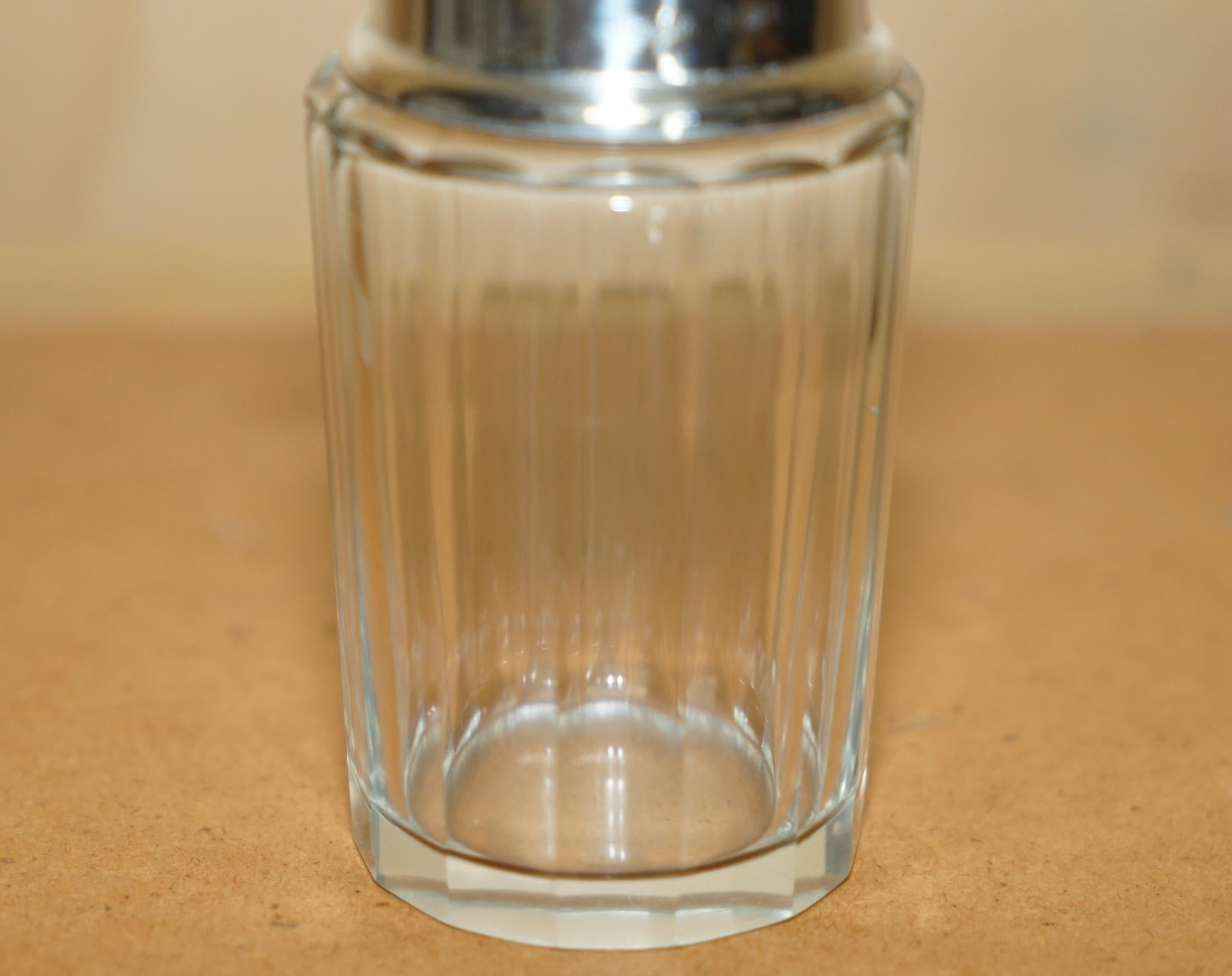 ANTiQUE STERLING SILVER & CUT GLASS CRYSTAL HENRY PERKINS & SONS TRINKET JAR In Good Condition For Sale In West Sussex, Pulborough