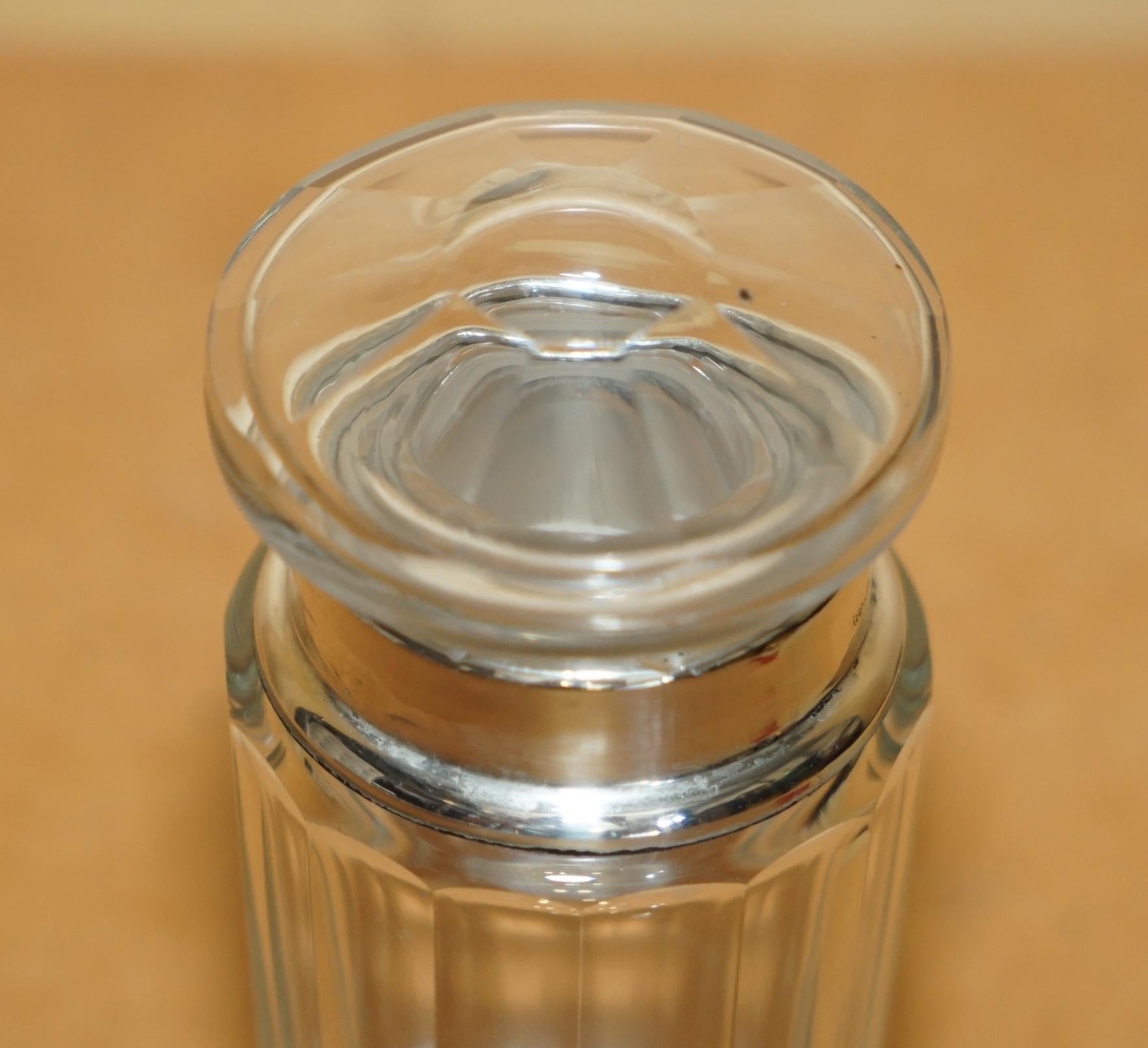 Sterling Silver ANTiQUE STERLING SILVER & CUT GLASS CRYSTAL HENRY PERKINS & SONS TRINKET JAR For Sale