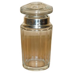 ANTiQUE STERLING SILVER & CUT GLASS CRYSTAL HENRY PERKINS & SONS TRINKET JAR