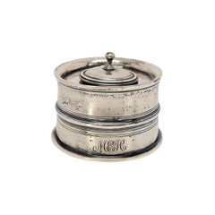 Sterling Silver Cut Glass Inkwell John Grinsell & Sons with Monogram