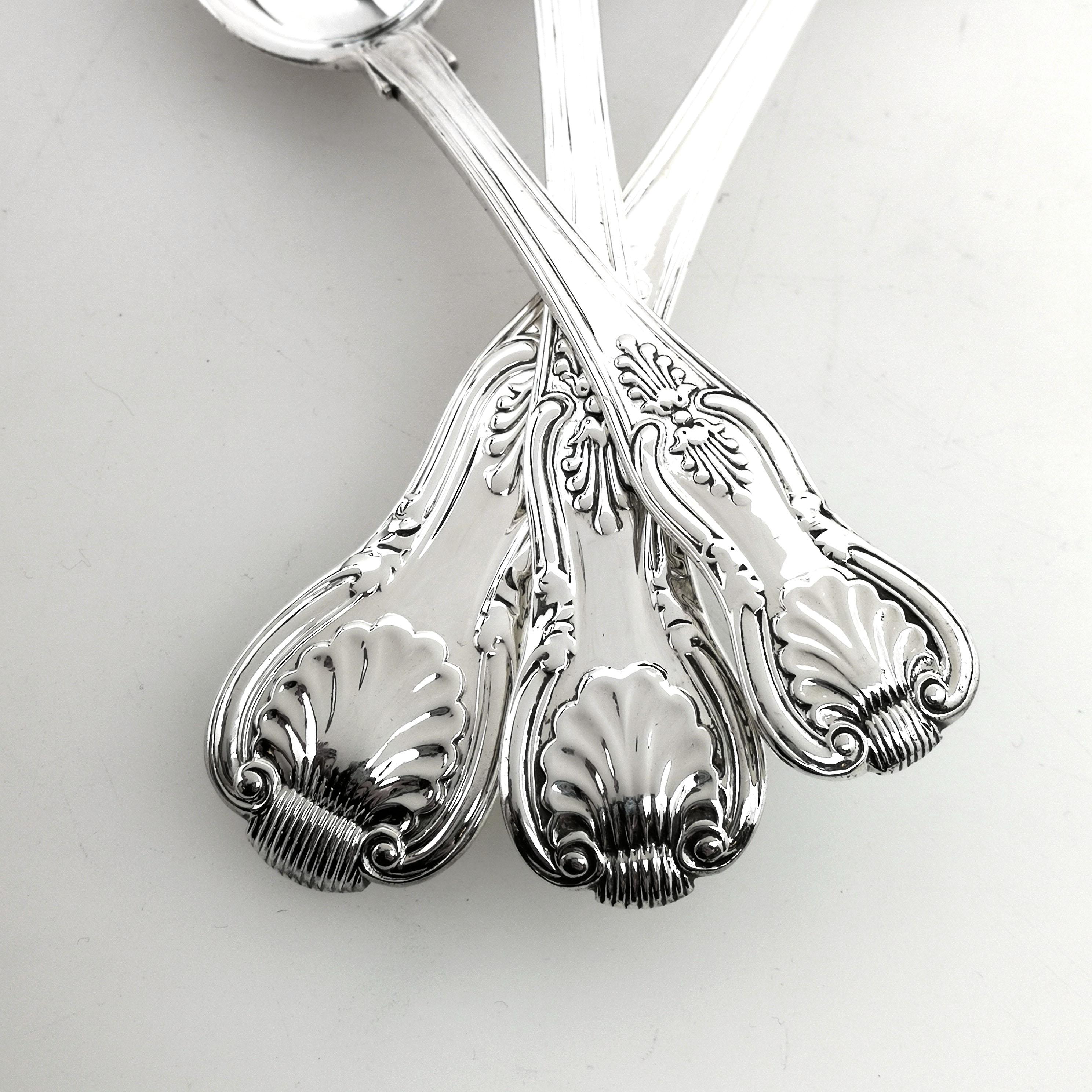 Antique Sterling Silver Cutlery Canteen Set Victorian 1853 (Knives 1961/2) 12 5