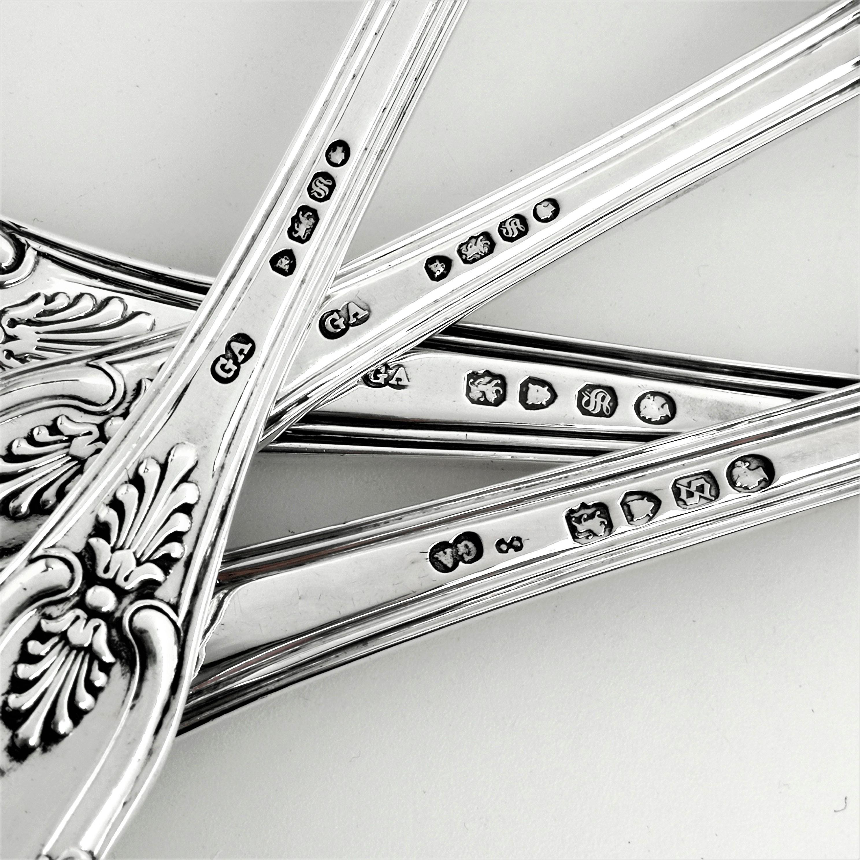 Antique Sterling Silver Cutlery Canteen Set Victorian 1853 (Knives 1961/2) 12 9