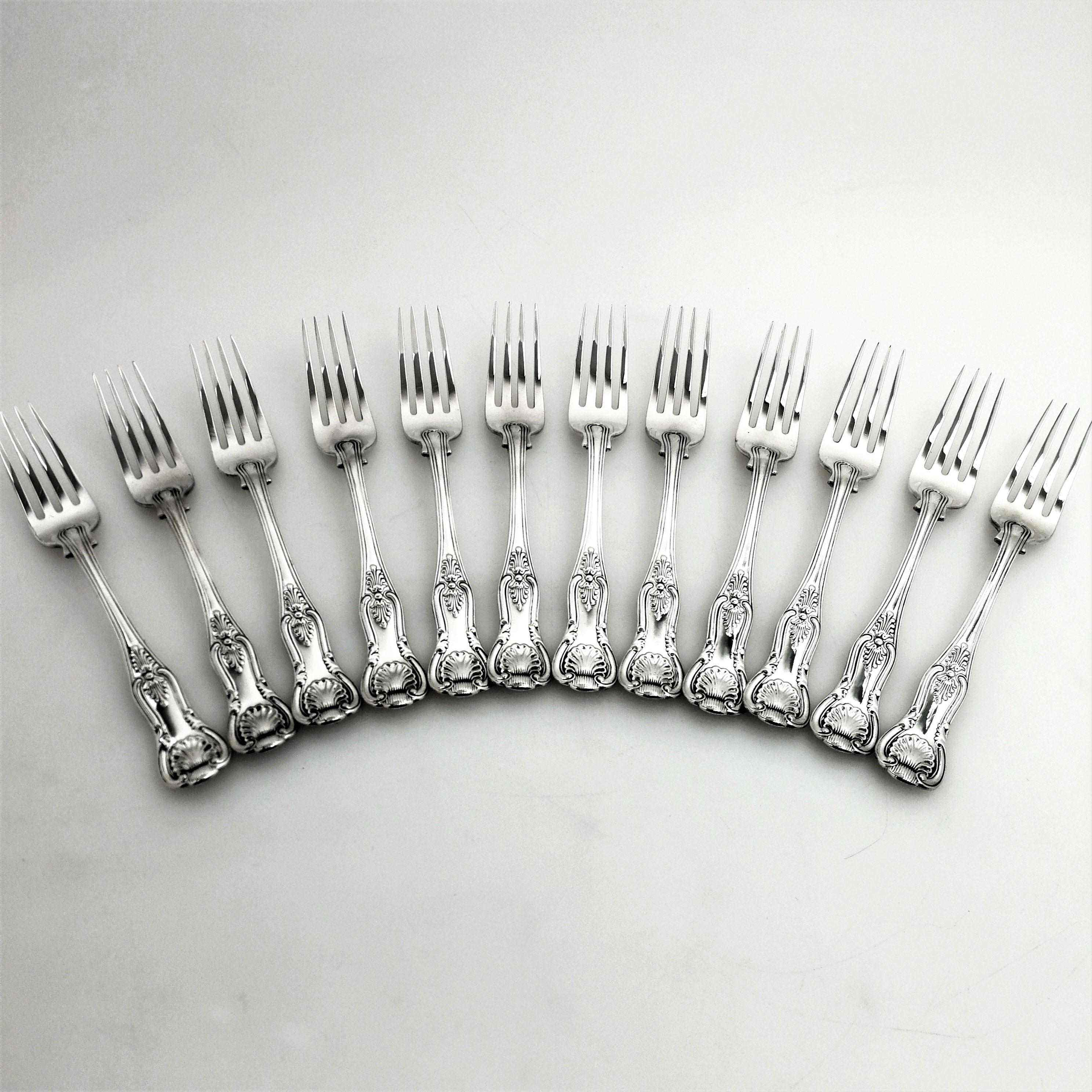 Antique Sterling Silver Cutlery Canteen Set Victorian 1853 (Knives 1961/2) 12 10