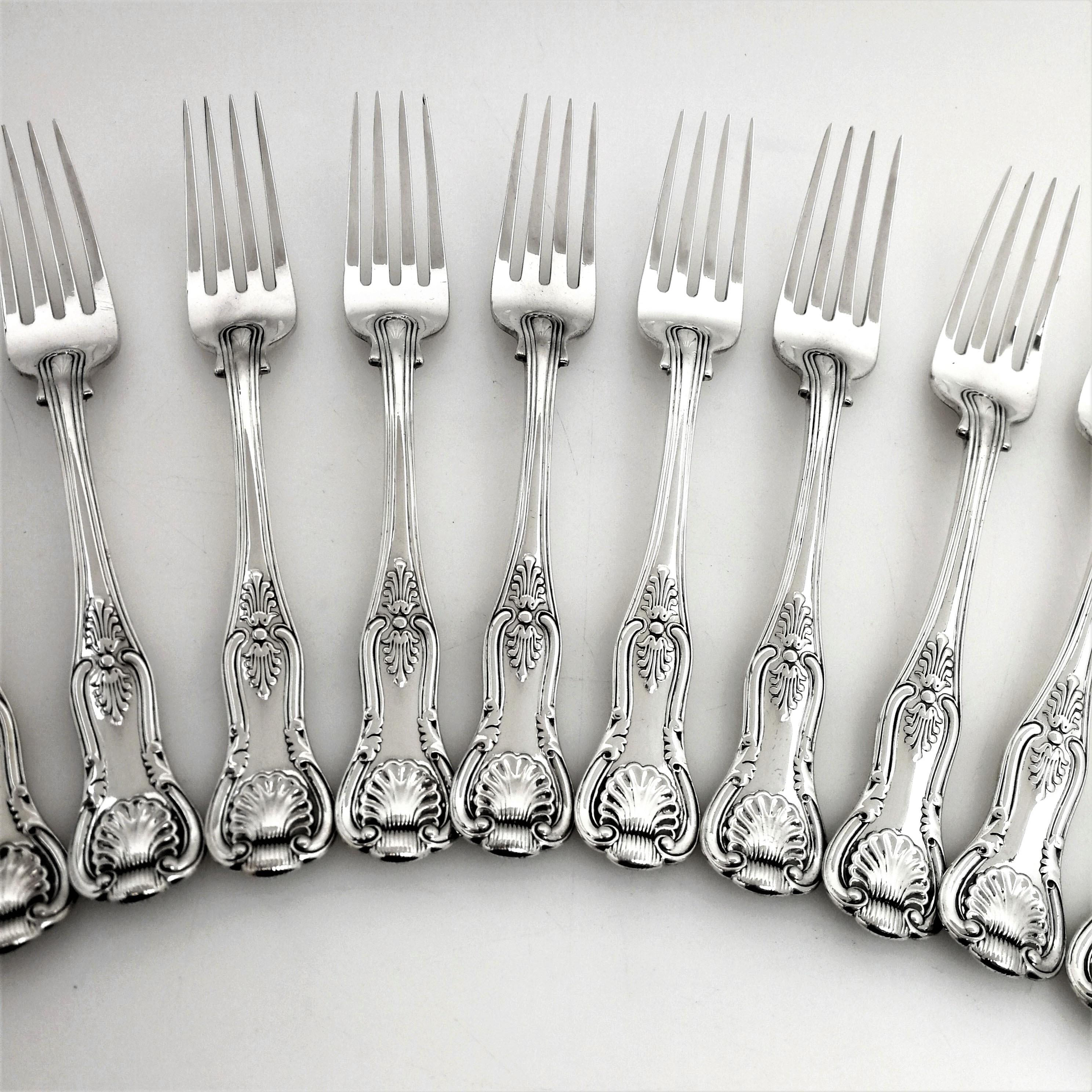 Antique Sterling Silver Cutlery Canteen Set Victorian 1853 (Knives 1961/2) 12 11