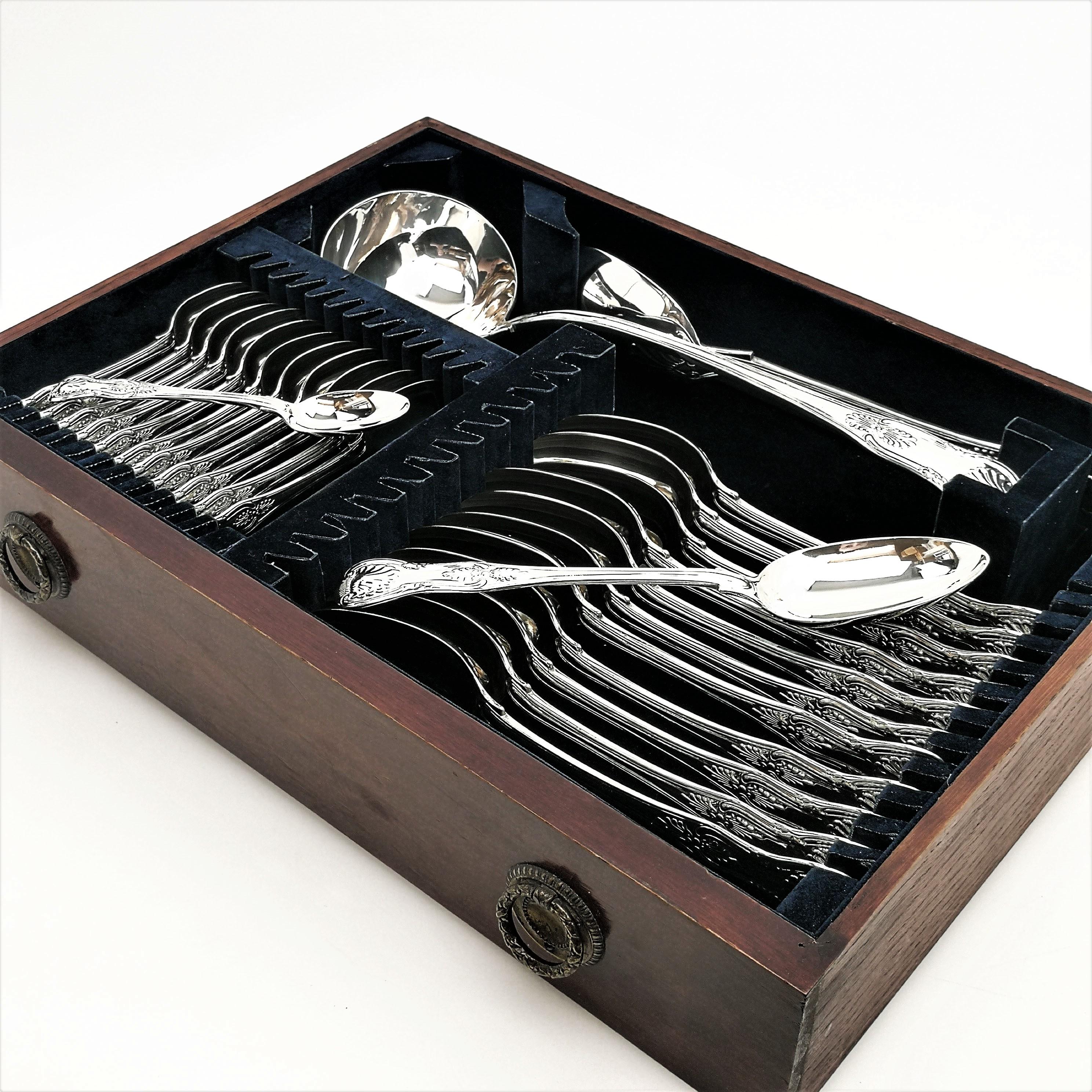 19th Century Antique Sterling Silver Cutlery Canteen Set Victorian 1853 (Knives 1961/2) 12