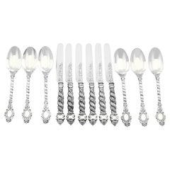 Service à dessert ancien en argent sterling pour six personnes par Francis Higgins II
