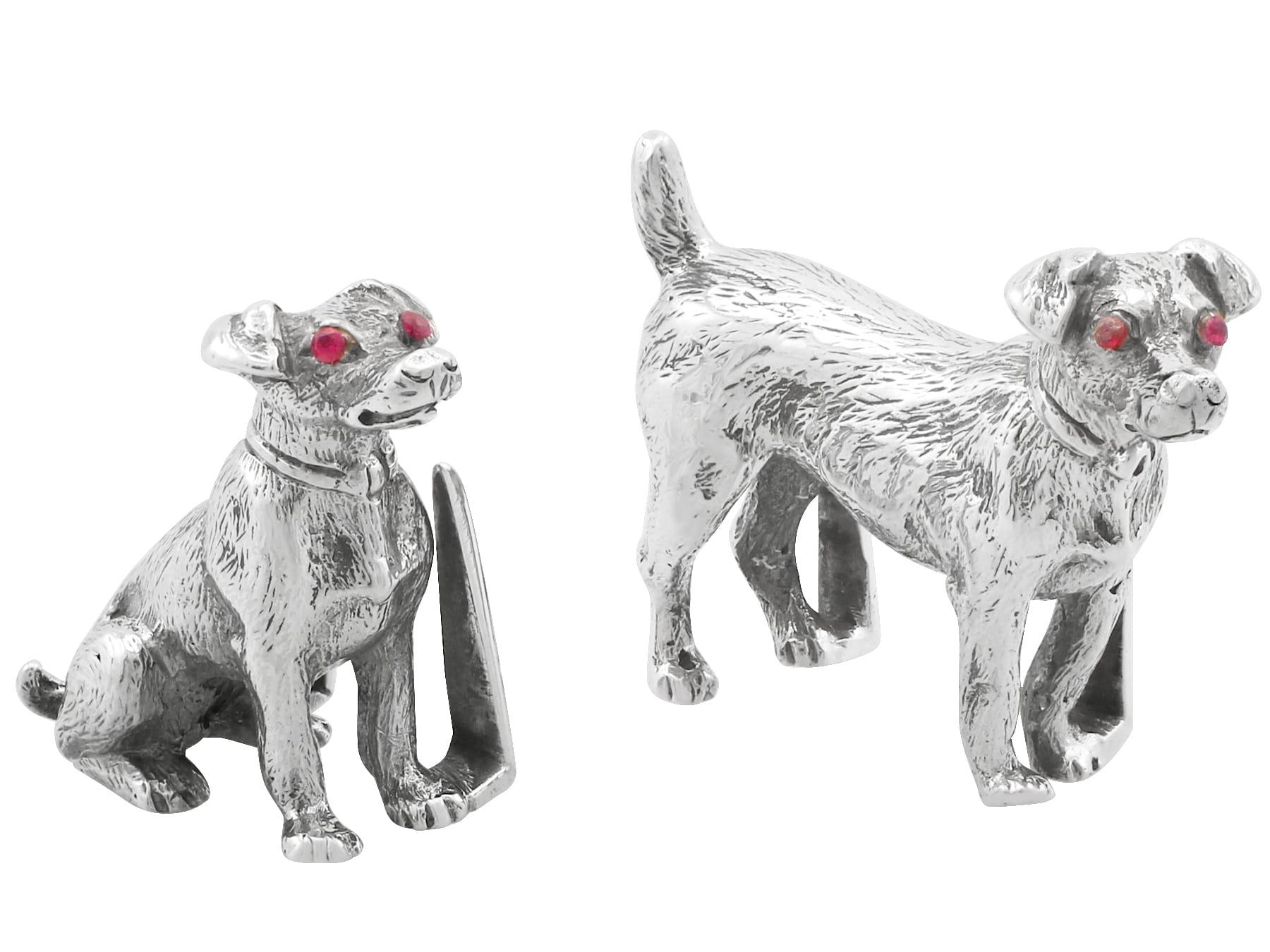 Antique Sterling Silver Dog Menu / Card Holders In Excellent Condition In Jesmond, Newcastle Upon Tyne