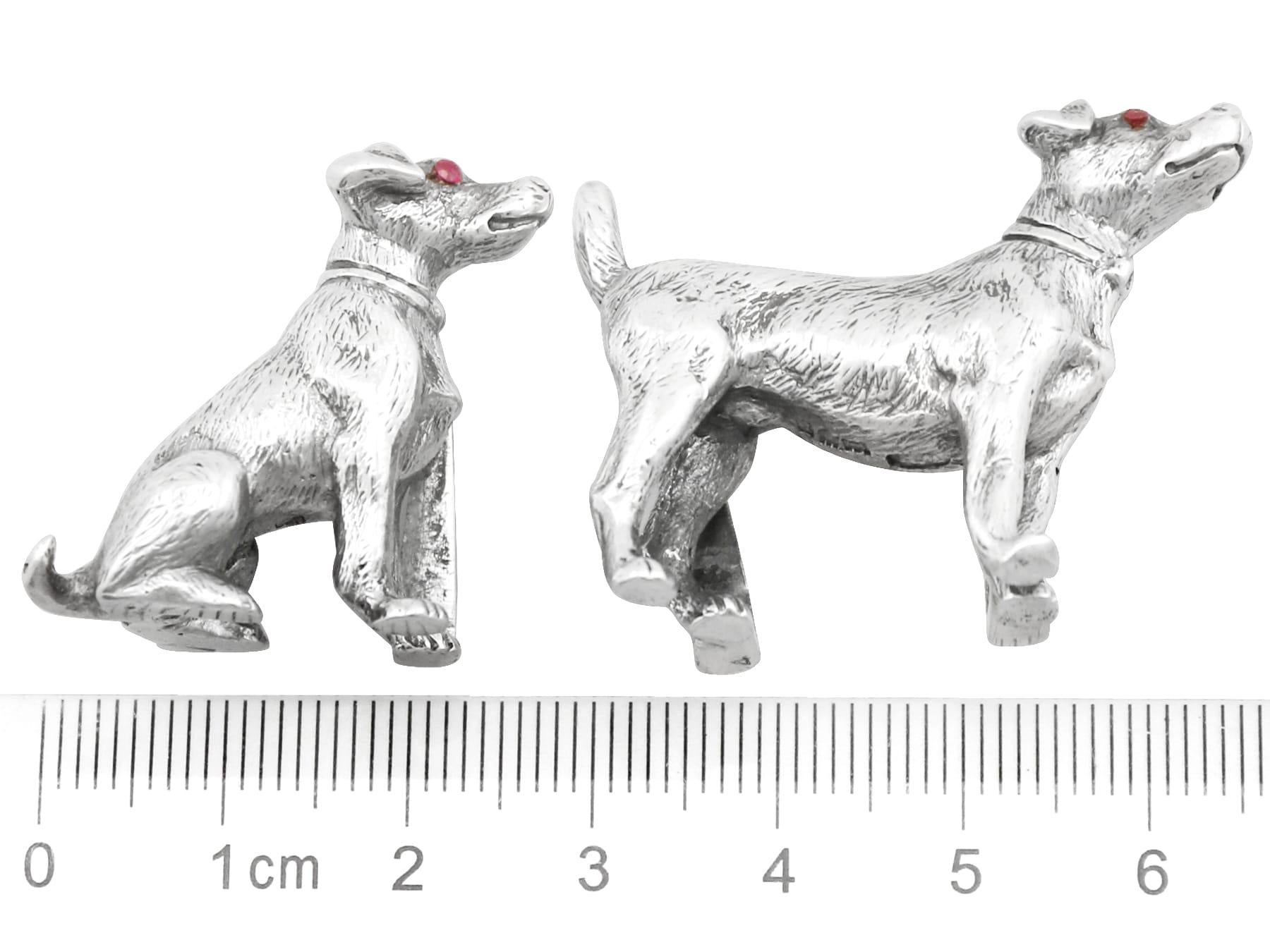 Antique Sterling Silver Dog Menu / Card Holders 4