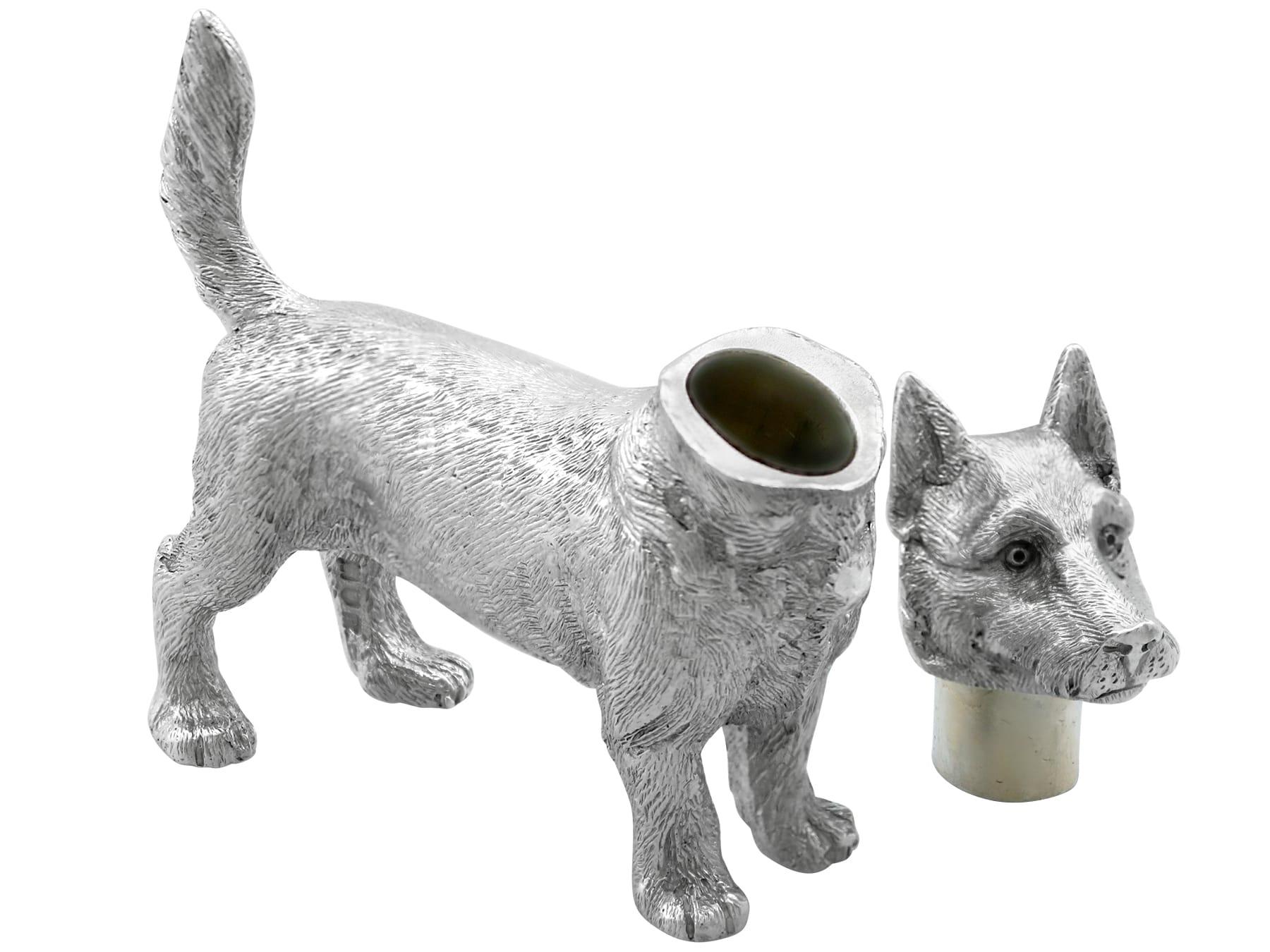 20th Century Antique Sterling Silver Terrier Dog Pepperette For Sale