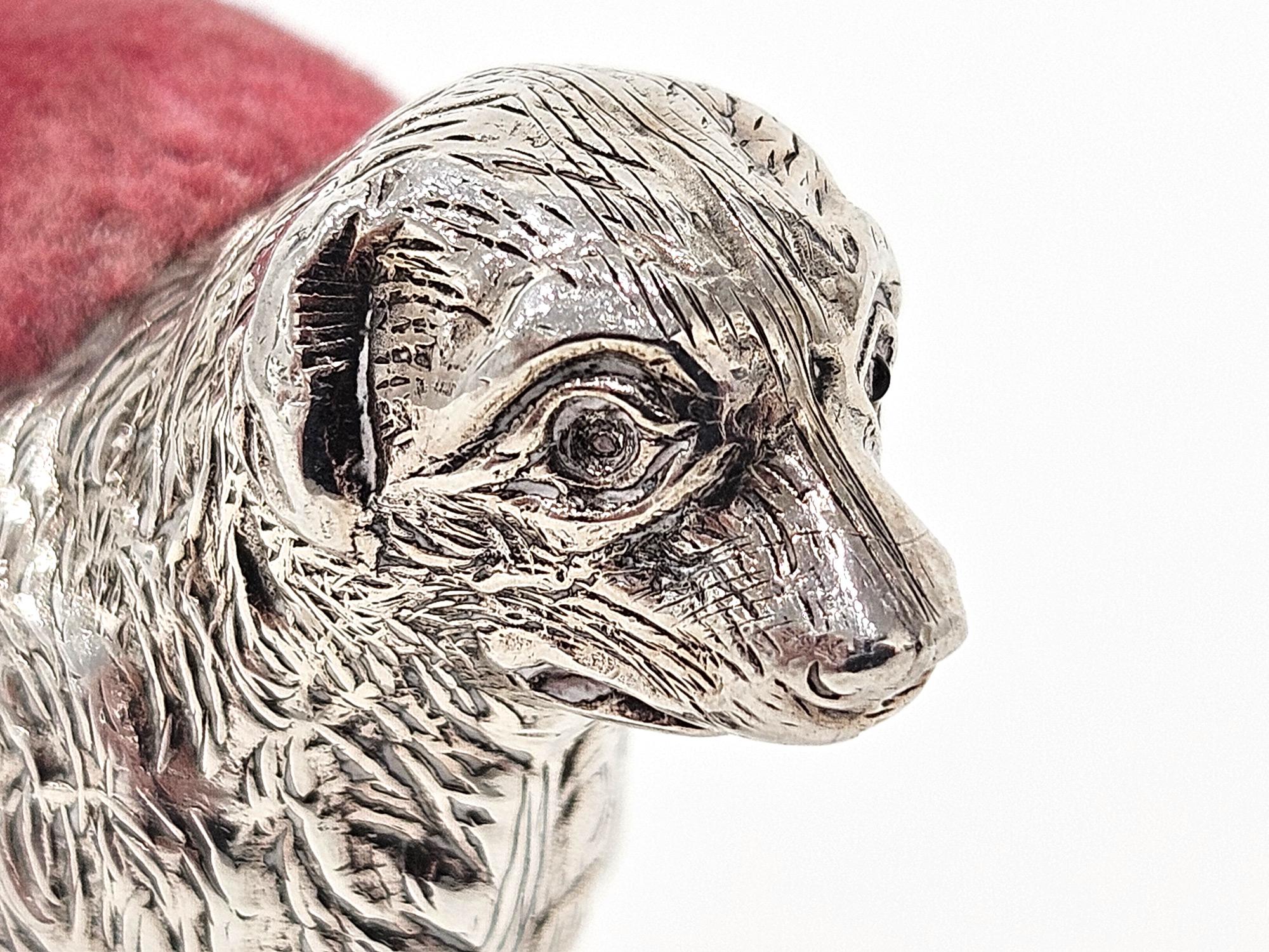 Sterling Silver Adie & Lovekin Antique Silver Dog Pin Cushion, Birmingham, 1909	