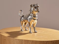 Briquet de table chien en argent sterling antique par Daniel & John Wellby Londres:: 1890