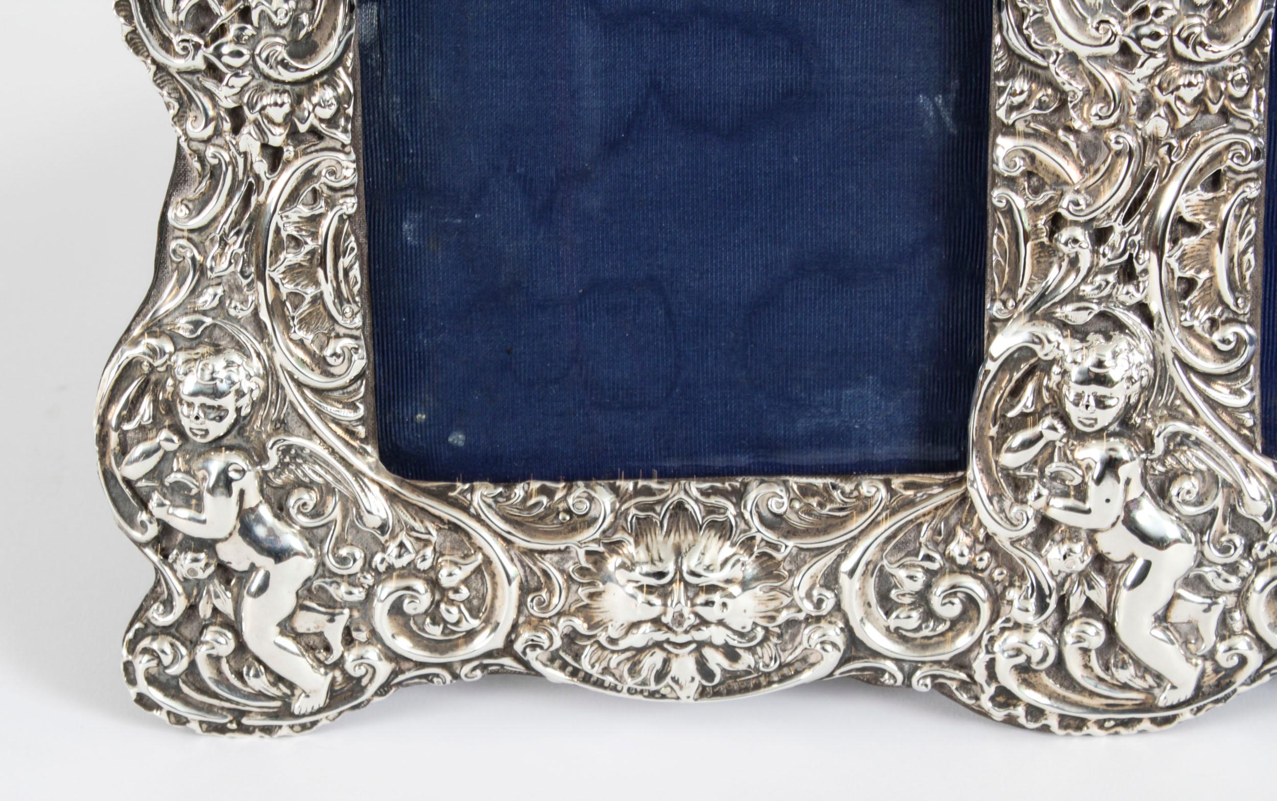 Antique Sterling Silver Double Photo Frame by Synyer & Beddoes 1901 24 x 38cm 8
