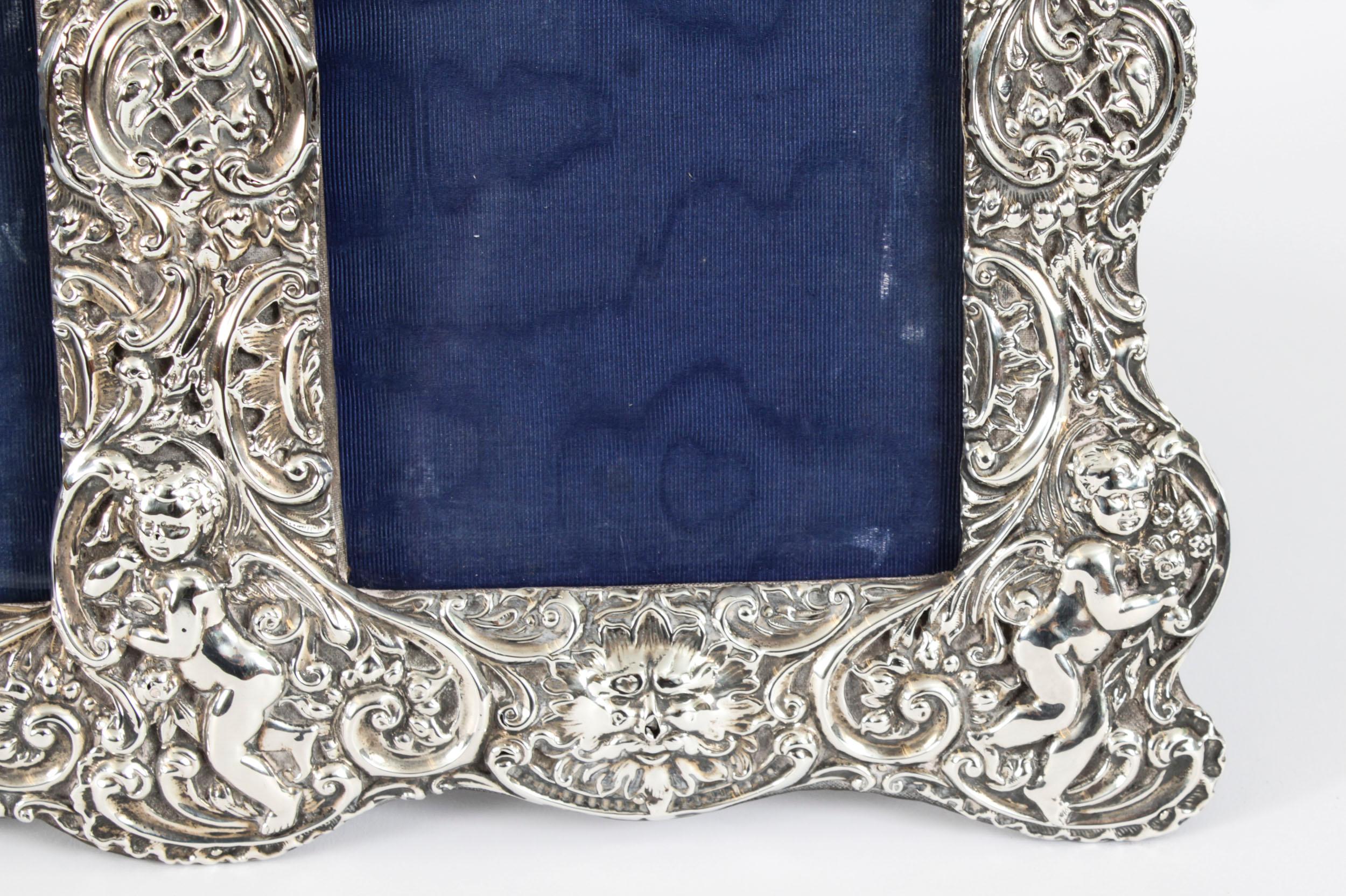 Antique Sterling Silver Double Photo Frame by Synyer & Beddoes 1901 24 x 38cm 9