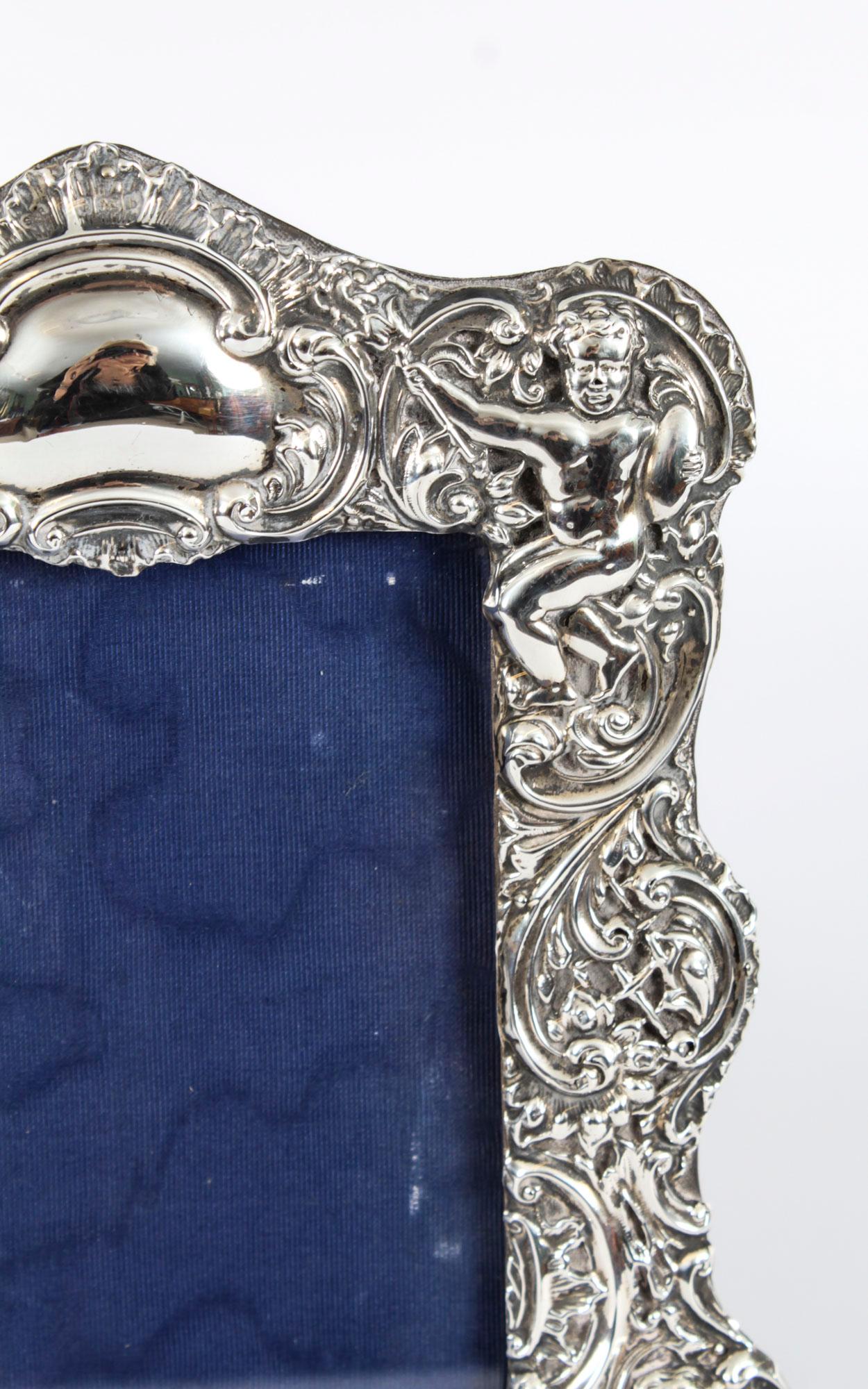 Antique Sterling Silver Double Photo Frame by Synyer & Beddoes 1901 24 x 38cm 10
