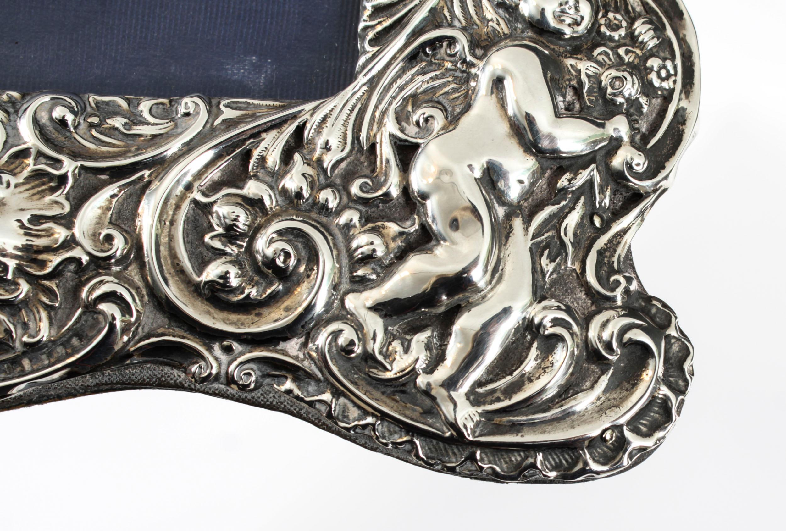 Antique Sterling Silver Double Photo Frame by Synyer & Beddoes 1901 24 x 38cm 2