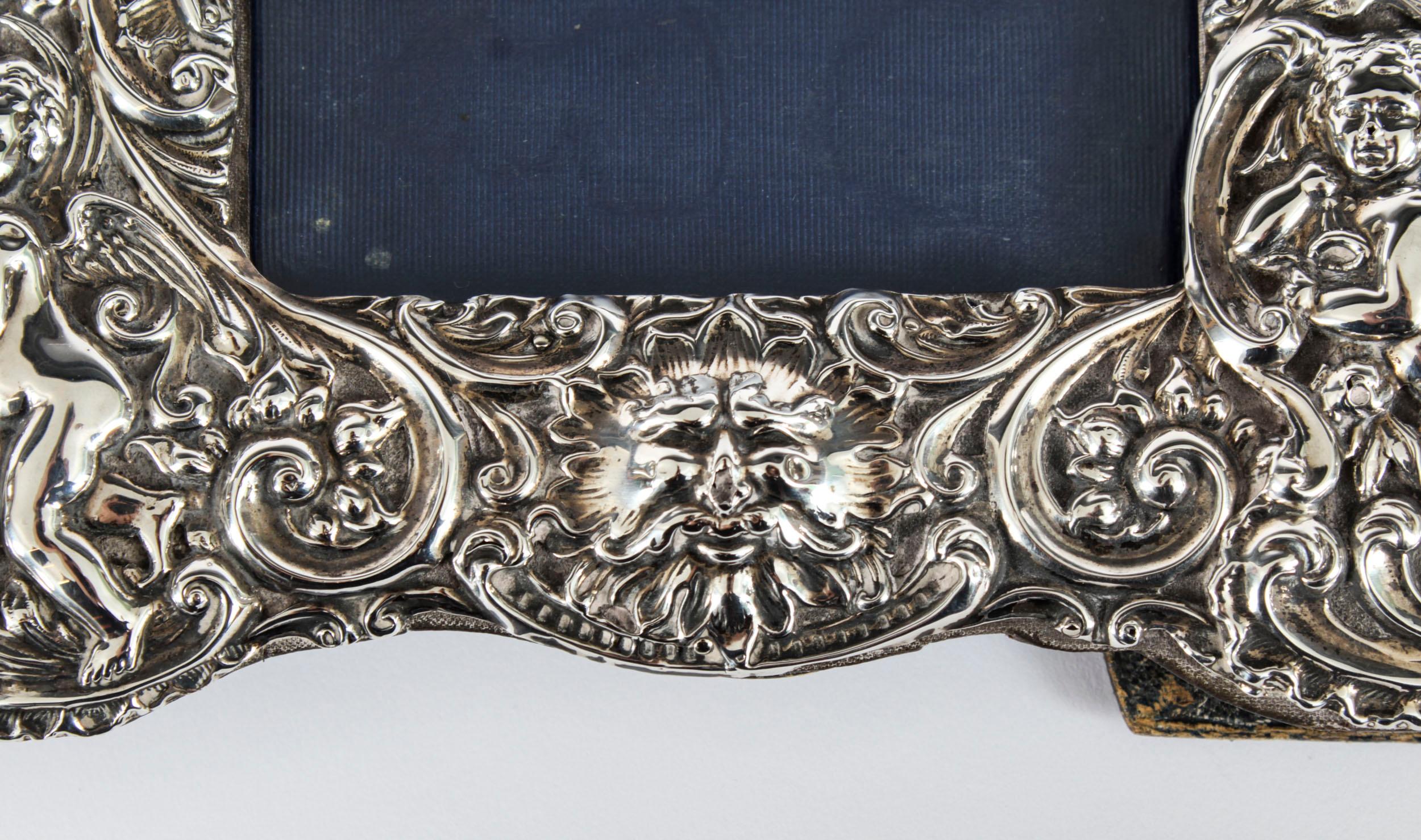 Antique Sterling Silver Double Photo Frame by Synyer & Beddoes 1901 24 x 38cm 3