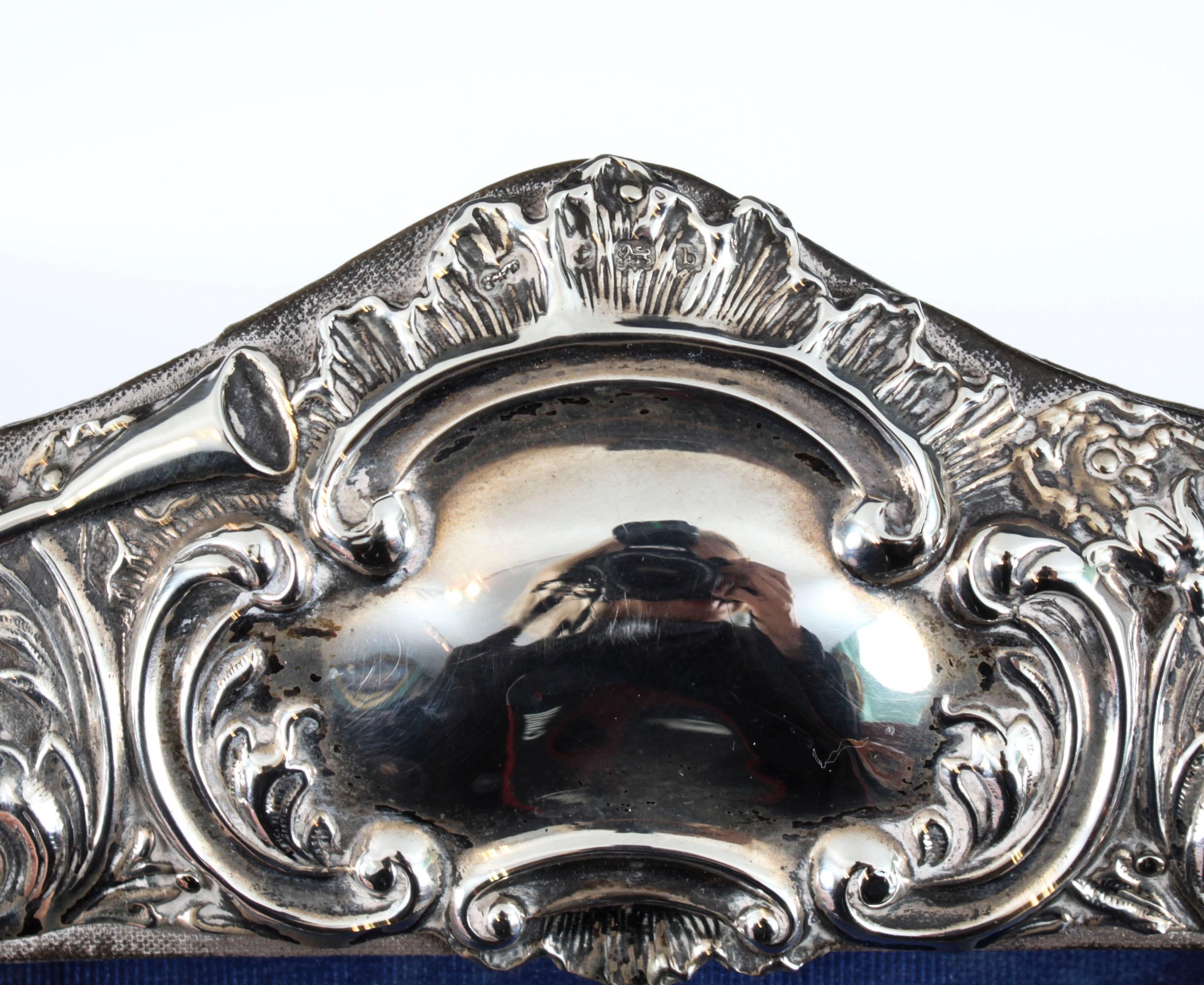 Antique Sterling Silver Double Photo Frame by Synyer & Beddoes 1901 24 x 38cm 5