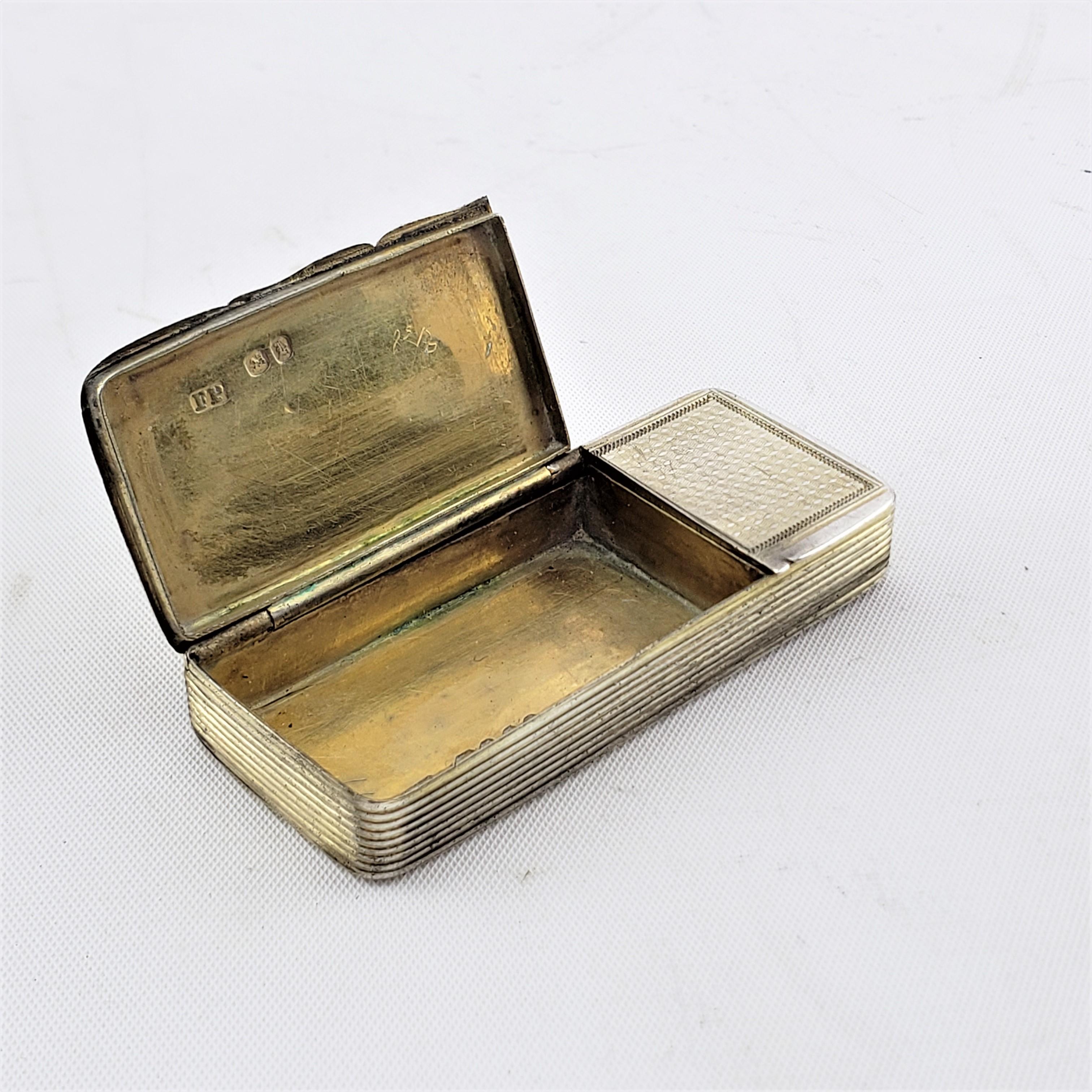 Antique Sterling Silver Double Snuff & Patch Box with Engine Turned Decoration For Sale 5