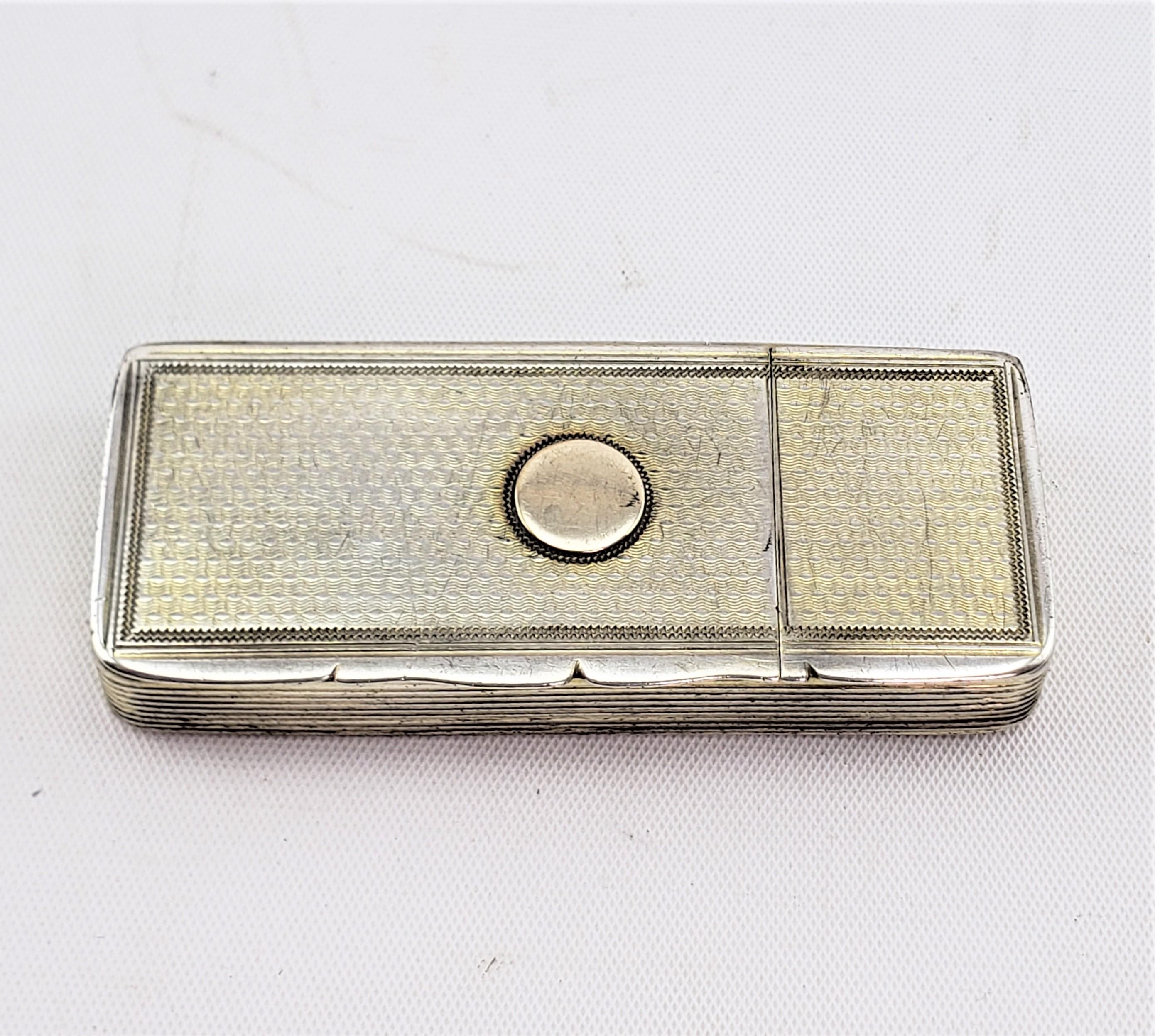 Edwardian Antique Sterling Silver Double Snuff & Patch Box with Engine Turned Decoration For Sale