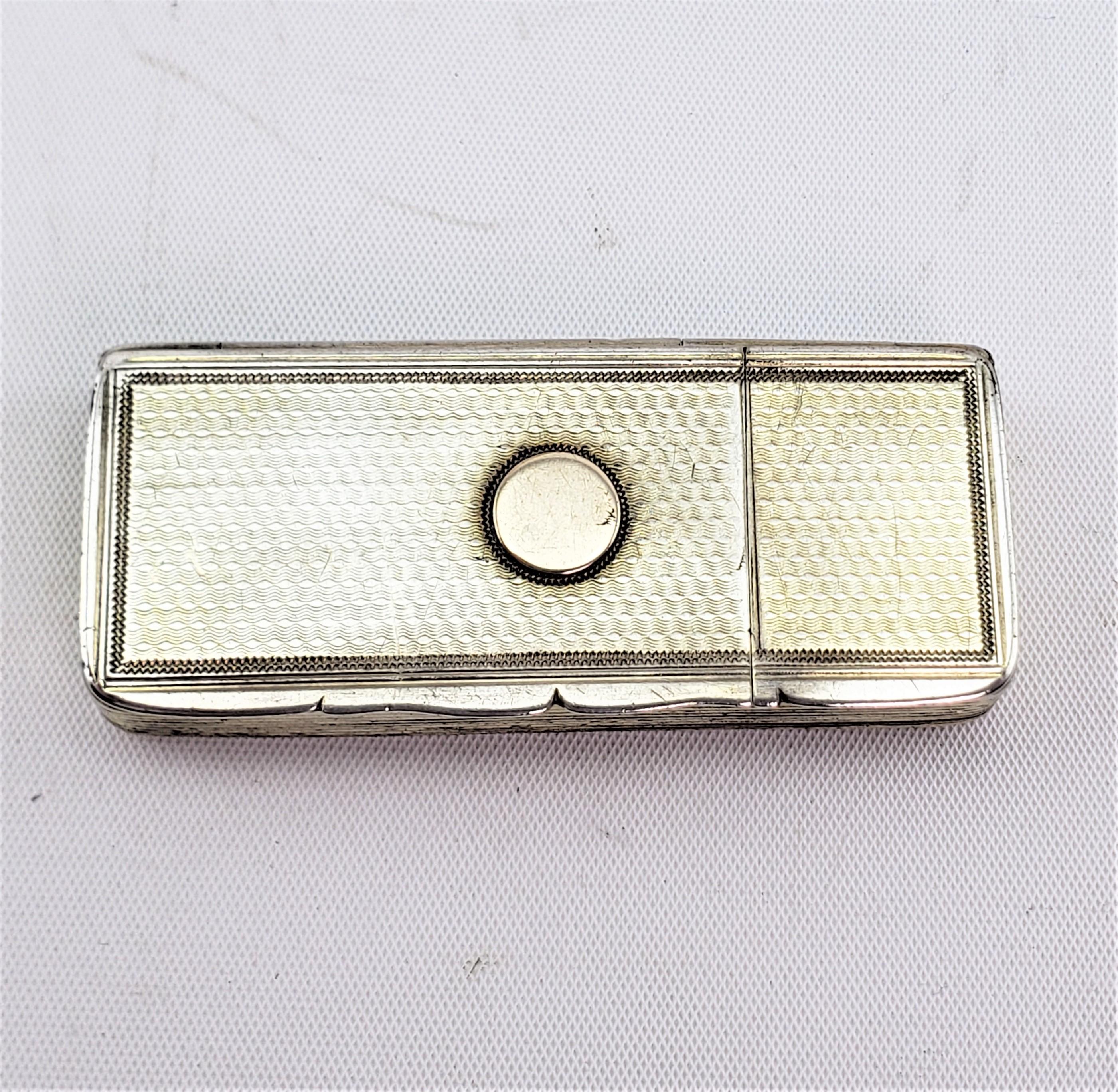 English Antique Sterling Silver Double Snuff & Patch Box with Engine Turned Decoration For Sale