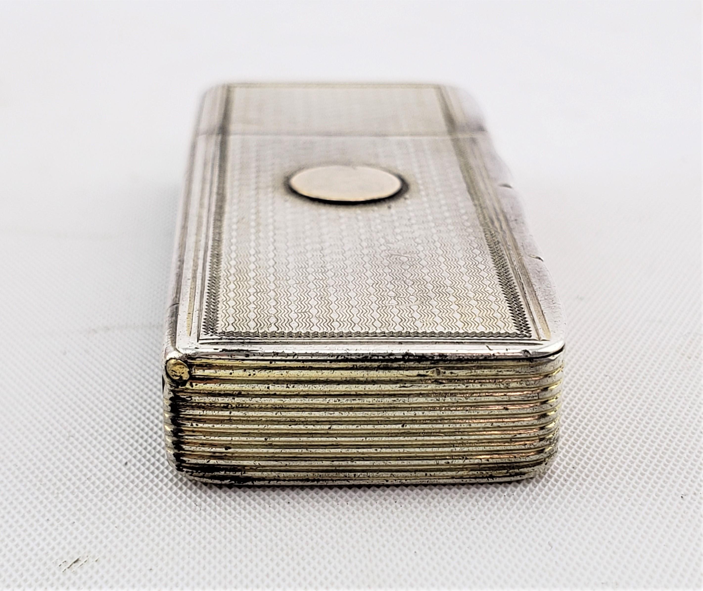 Gilt Antique Sterling Silver Double Snuff & Patch Box with Engine Turned Decoration For Sale