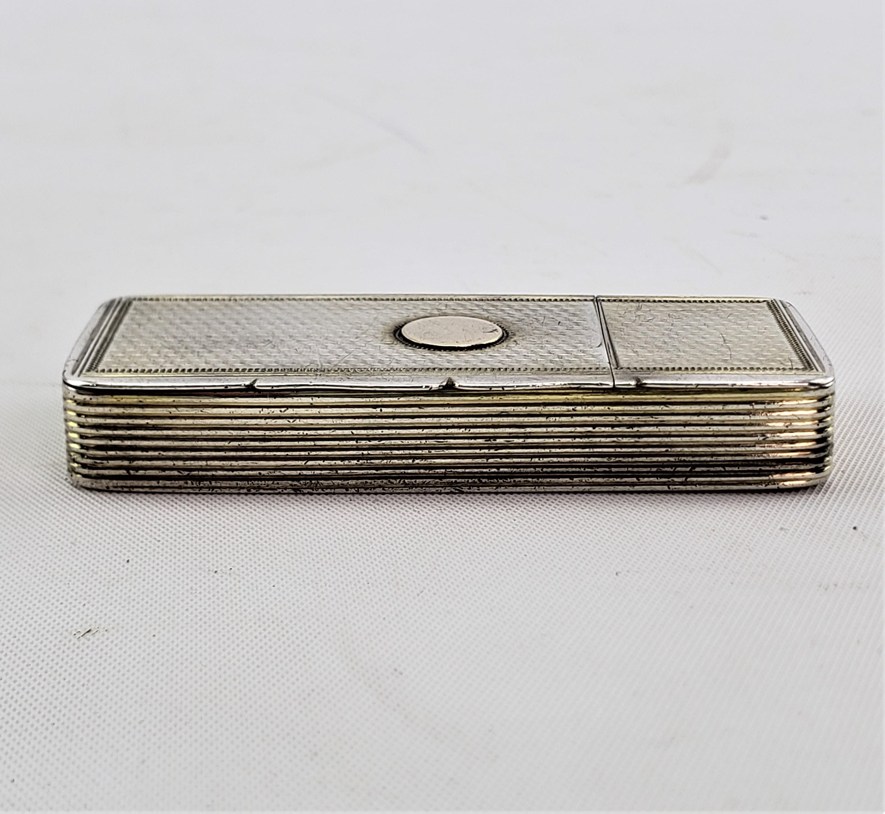 Gilt Antique Sterling Silver Double Snuff & Patch Box with Engine Turned Decoration For Sale