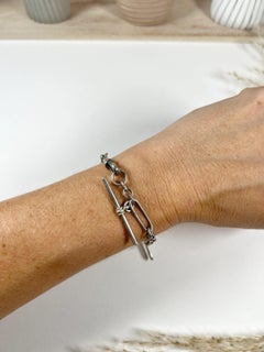 Antique Sterling Silver, Edwardian Trombone Link Bracelet