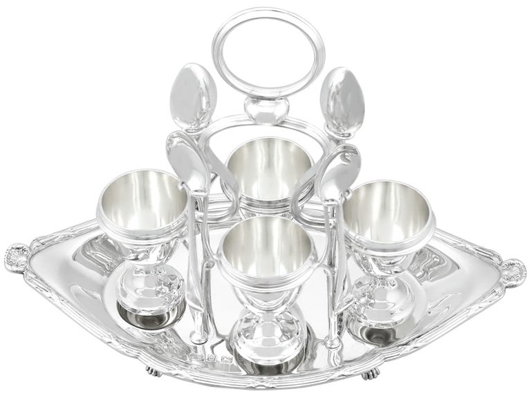 Antique Sterling Silver Egg Cruet Set For Four Persons For Sale at 1stDibs