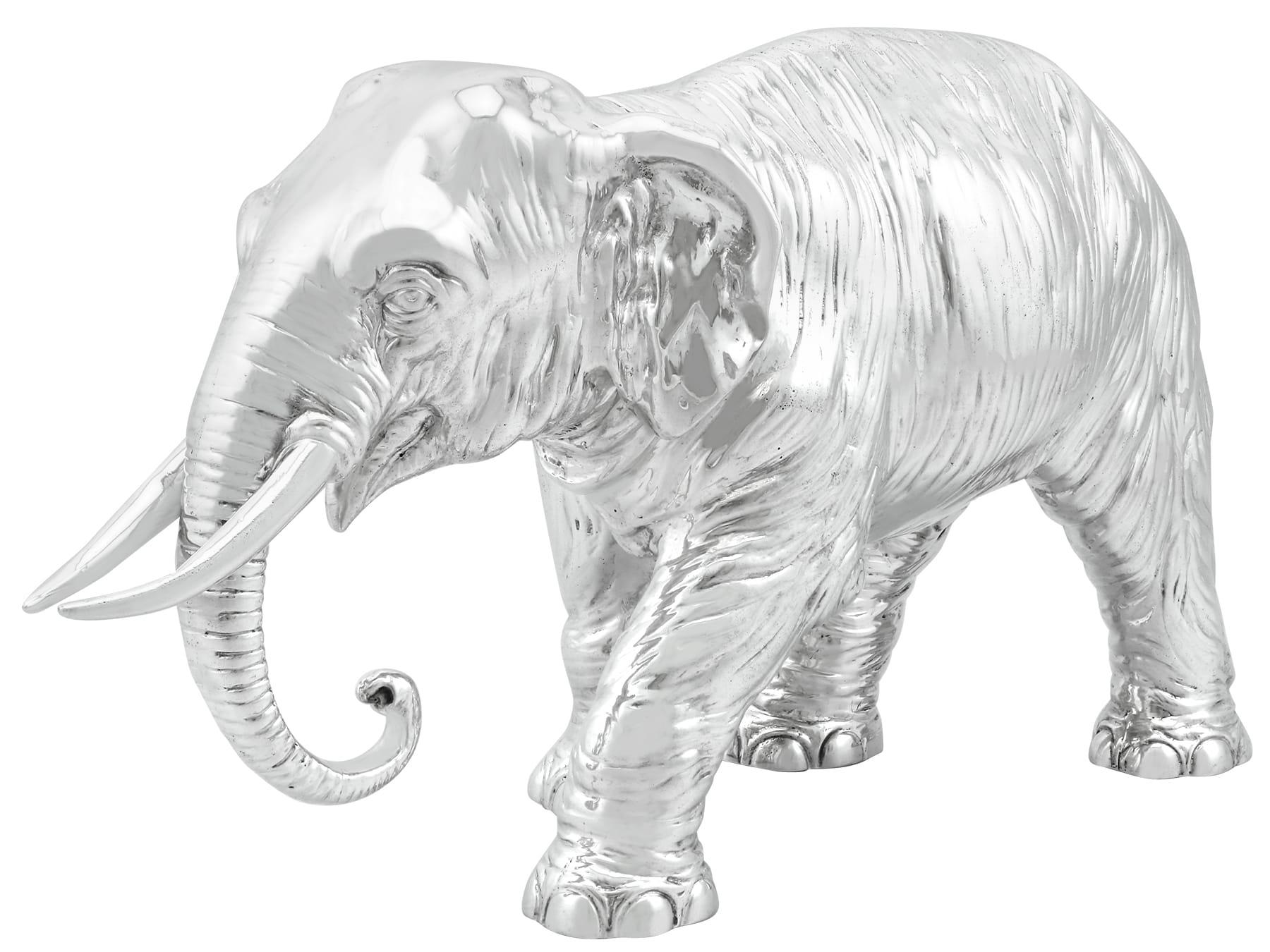 20th Century Antique Sterling Silver Elephant Sugar Box For Sale