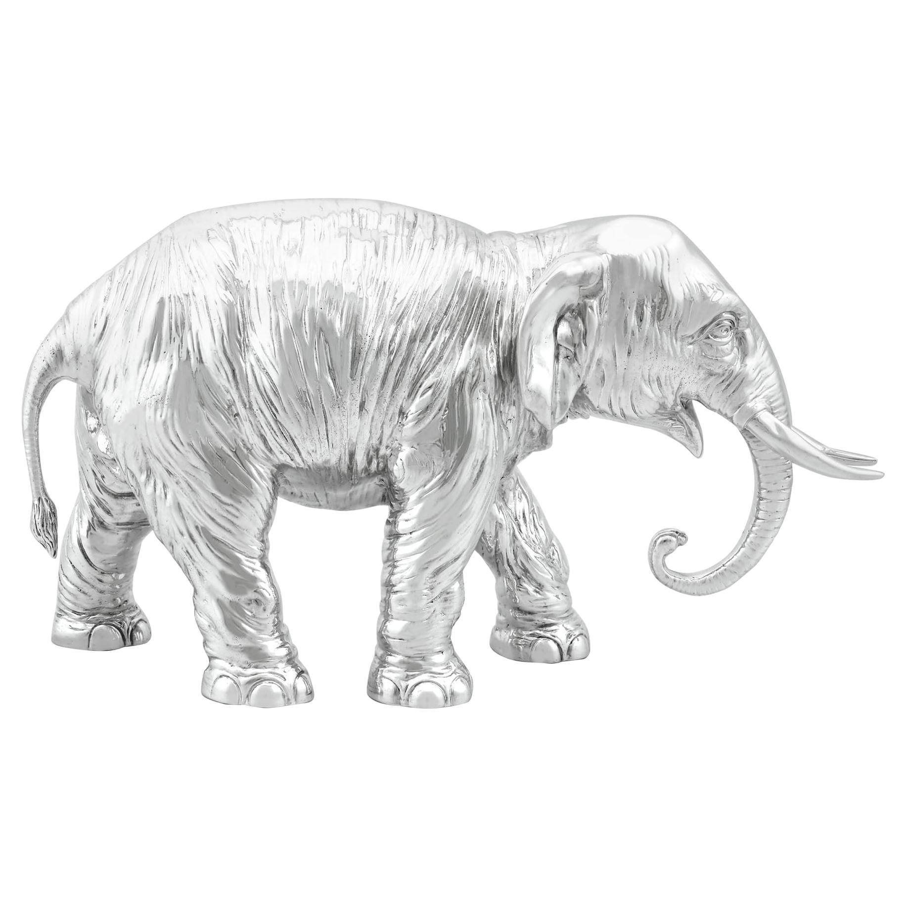 Antique Sterling Silver Elephant Sugar Box For Sale