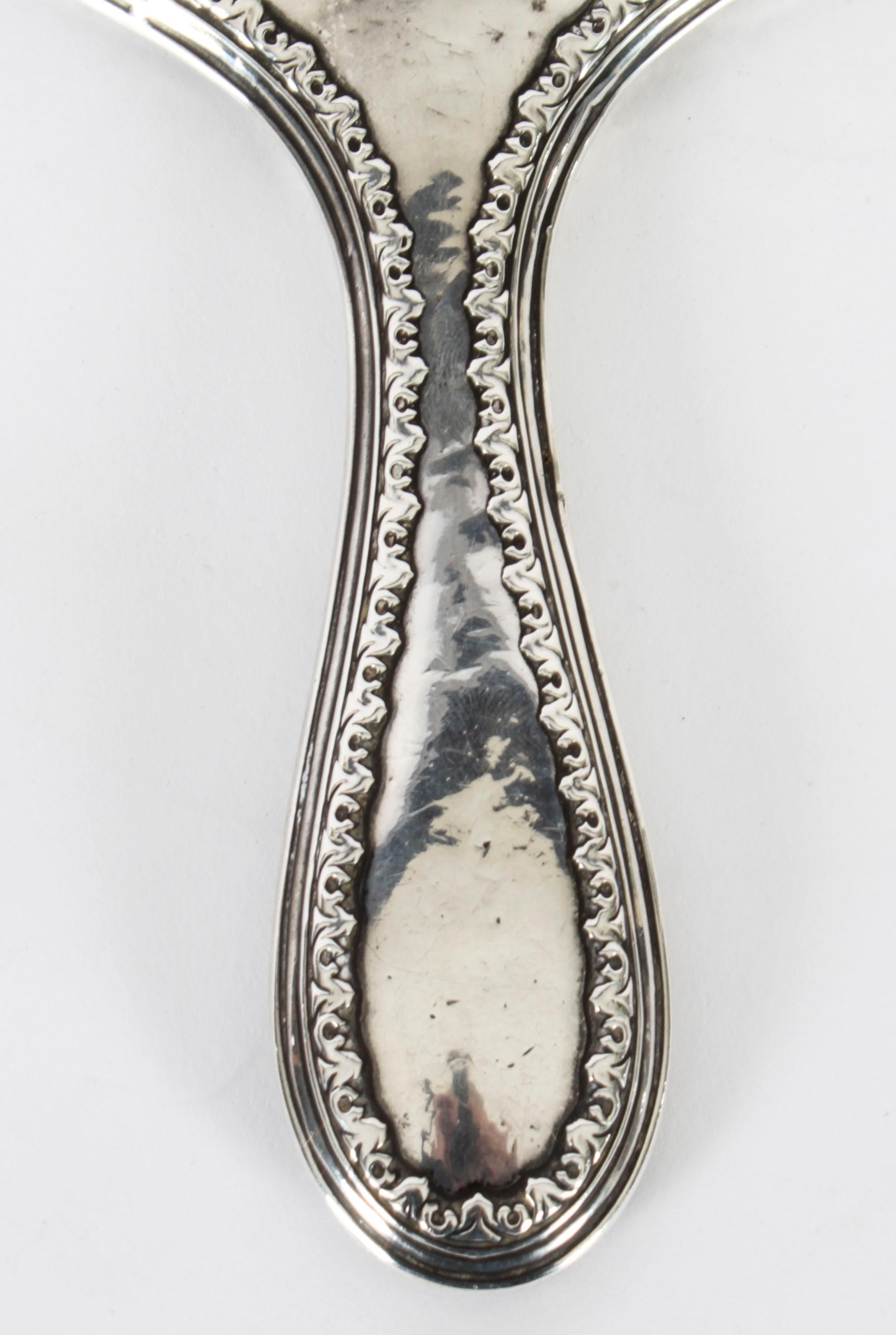 Antique Sterling Silver & Embossed Hand Mirror, 1916 4
