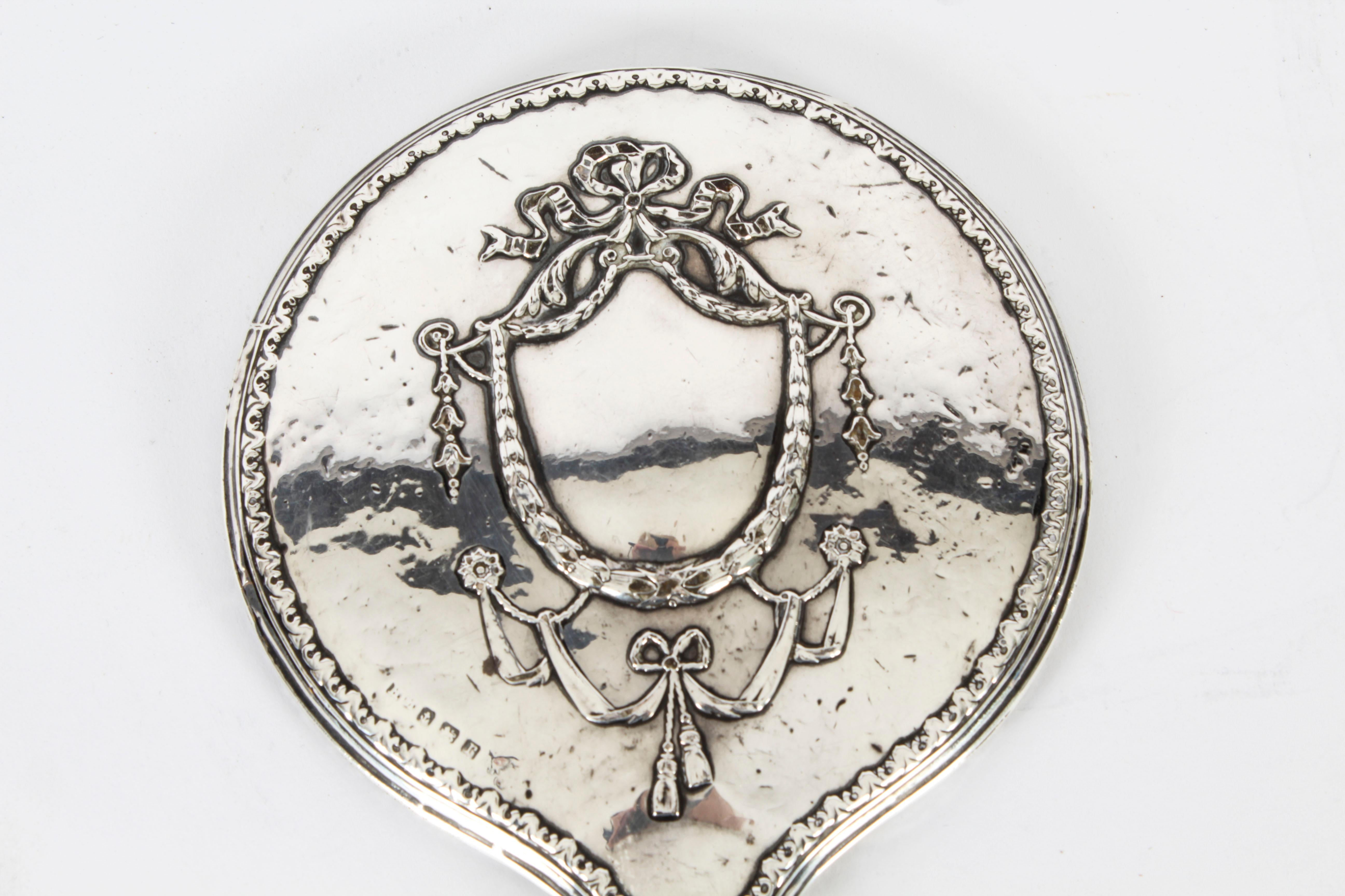 Antique Sterling Silver & Embossed Hand Mirror, 1916 1